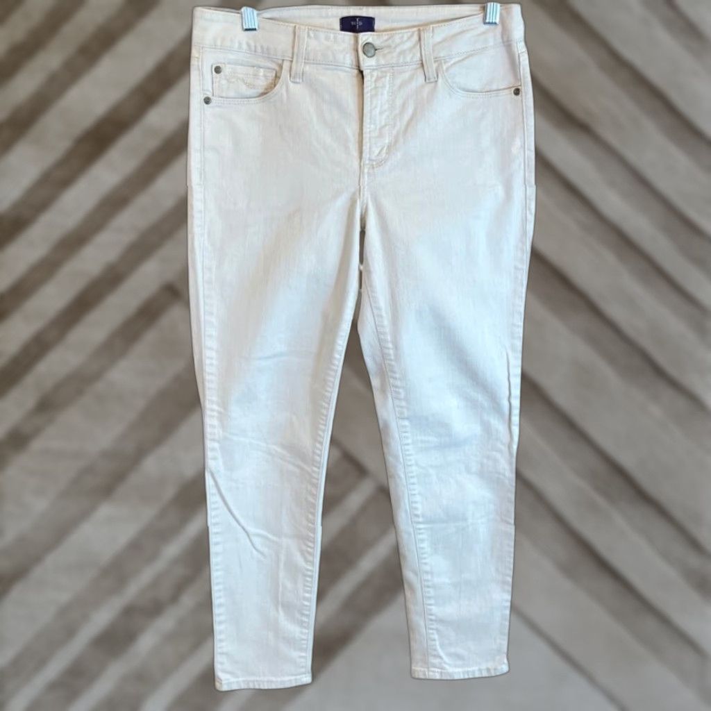 NYDJ VINTAGE NYDJ Jeans Tan Denim Mid Rise Ankle Lift Tuck Embroidered Stretch 6 Womens Regular 26in Inseam 5-Pocket Design Womens Jeans Tan Den im Size 28" / US 6 / IT 42 - 1 Thumbnail