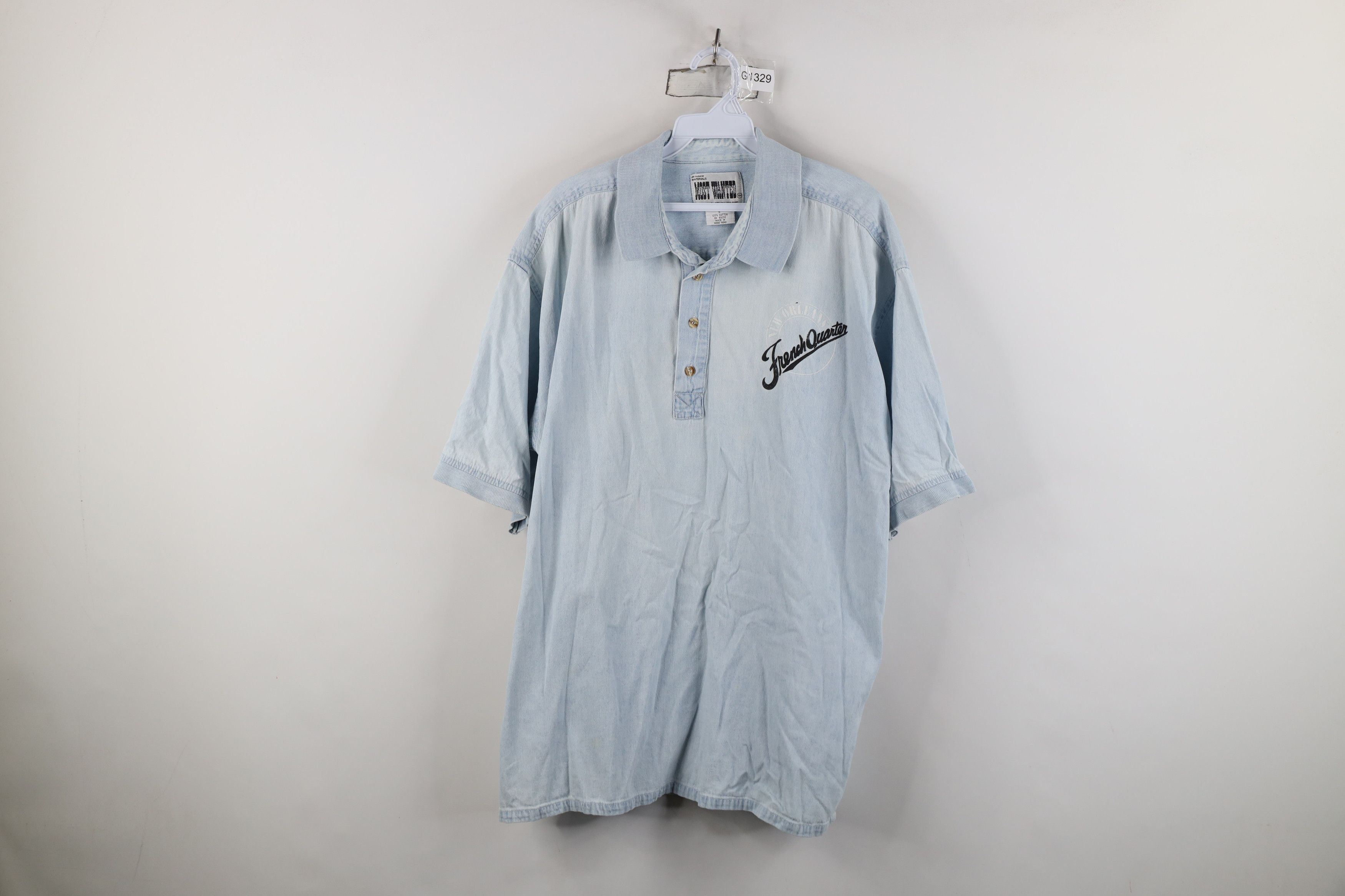 Vintage Vintage 90s Streetwear New Orleans French Quarter Denim Polo Size US L / EU 52-54 / 3 - 1 Thumbnail