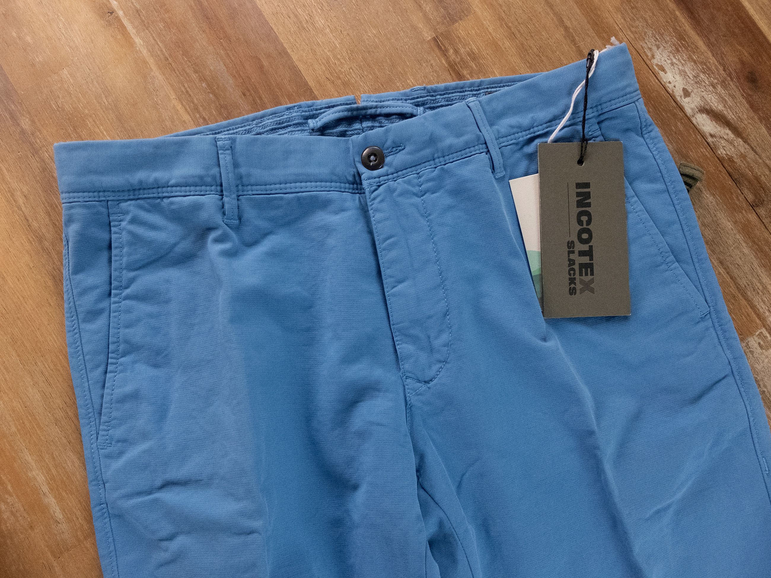Incotex INCOTEX Slacks blue slim flat front cotton chino pants 32 Size US 32 / EU 48 - 2 Thumbnail