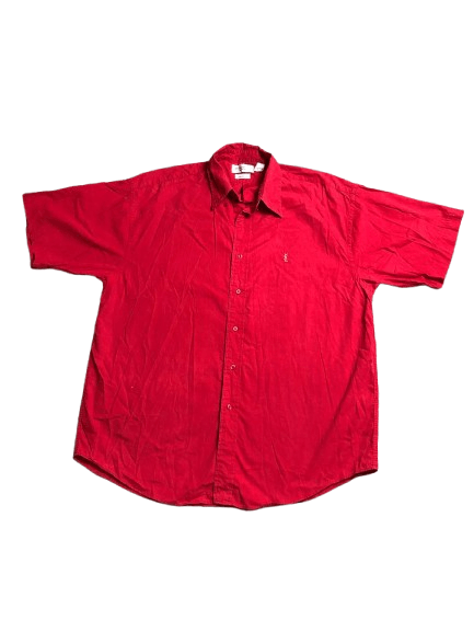 Luxury Yves Saint Laurent Red 100% Cotton Shirt Size L
