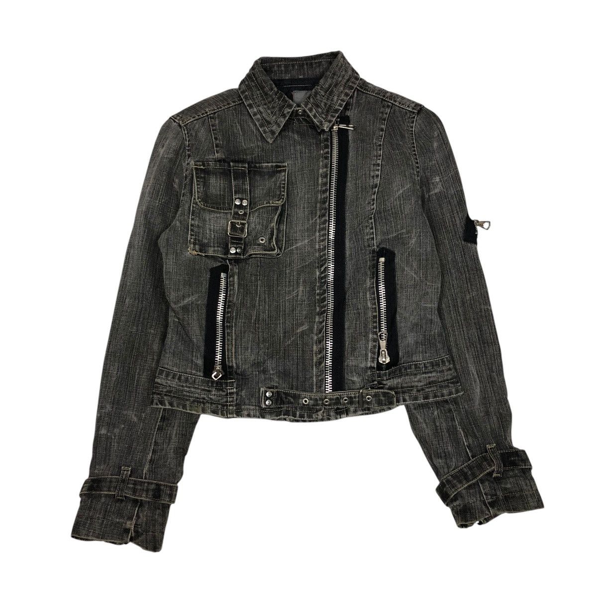 Japanese Brand 🔥VINTAGE CROPPED DENIM BIKER JACKET BISCOTE ISSEY MIYAKE Size US XS / EU 42 / 0 - 1 Thumbnail