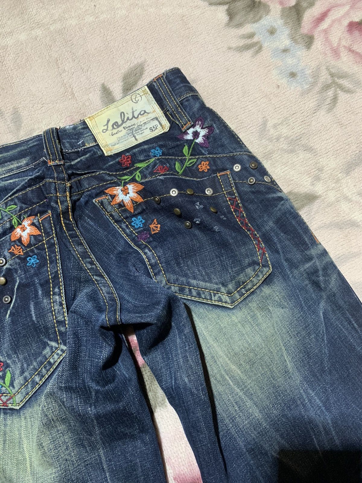 If Six Was Nine Insane 🔥 Yoshitomo nara x lolita jeans floral baggy jeans Size 29" - 19 Thumbnail