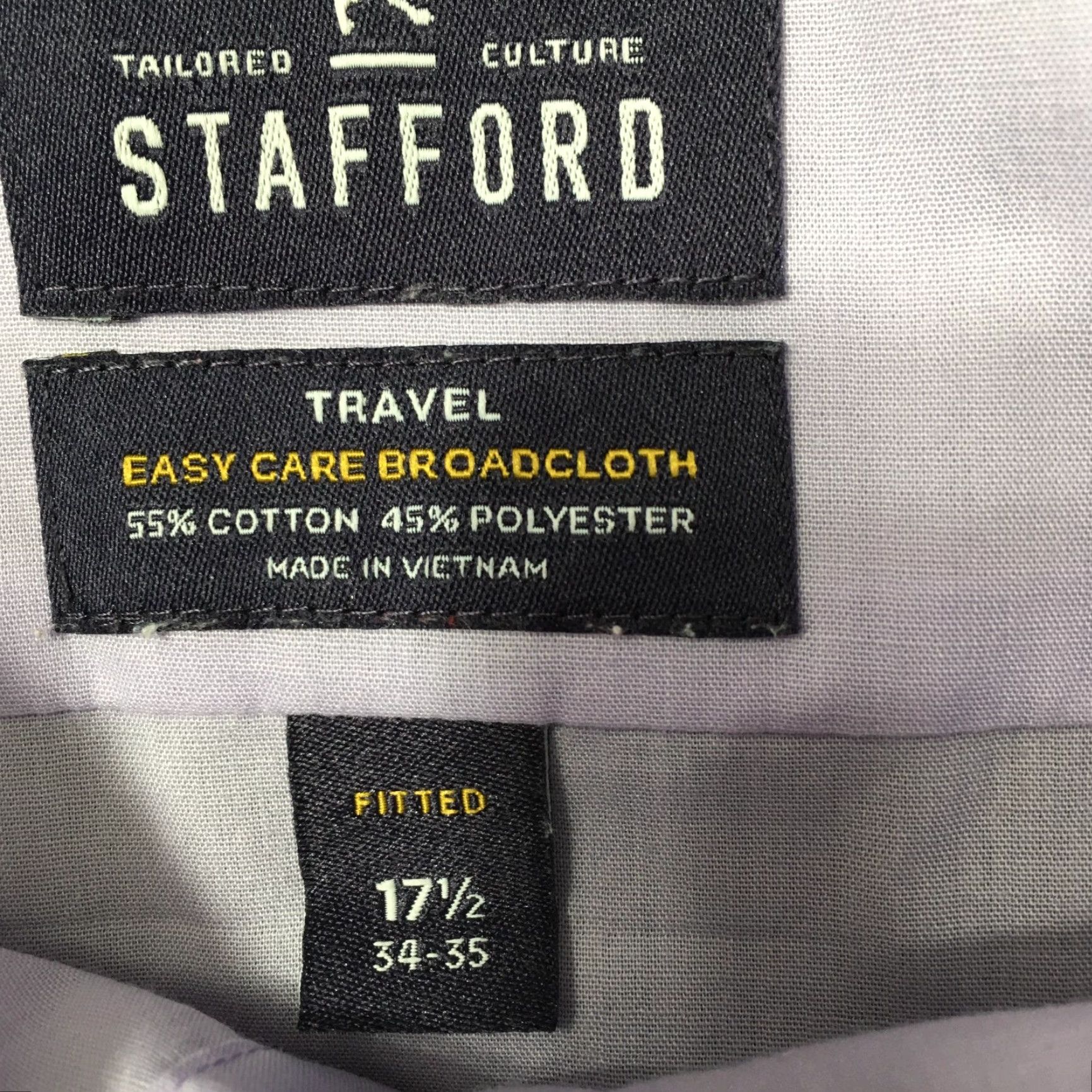Stafford Stafford Shirt Mens Easy Care Travel Broadcloth Lavender 17.5 34/35 Color Purple Regular Size 17.5 Mens Shirt Size US XXL / EU 58 / 5 - 3 Thumbnail