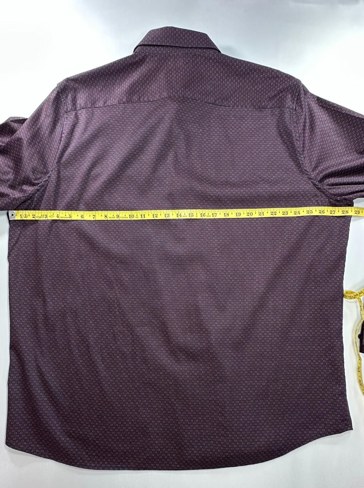 Elie Tahari Tahari Regular Fit Stretch Dress Shirt Maroon Mens 2XL Size 48R - 4 Thumbnail