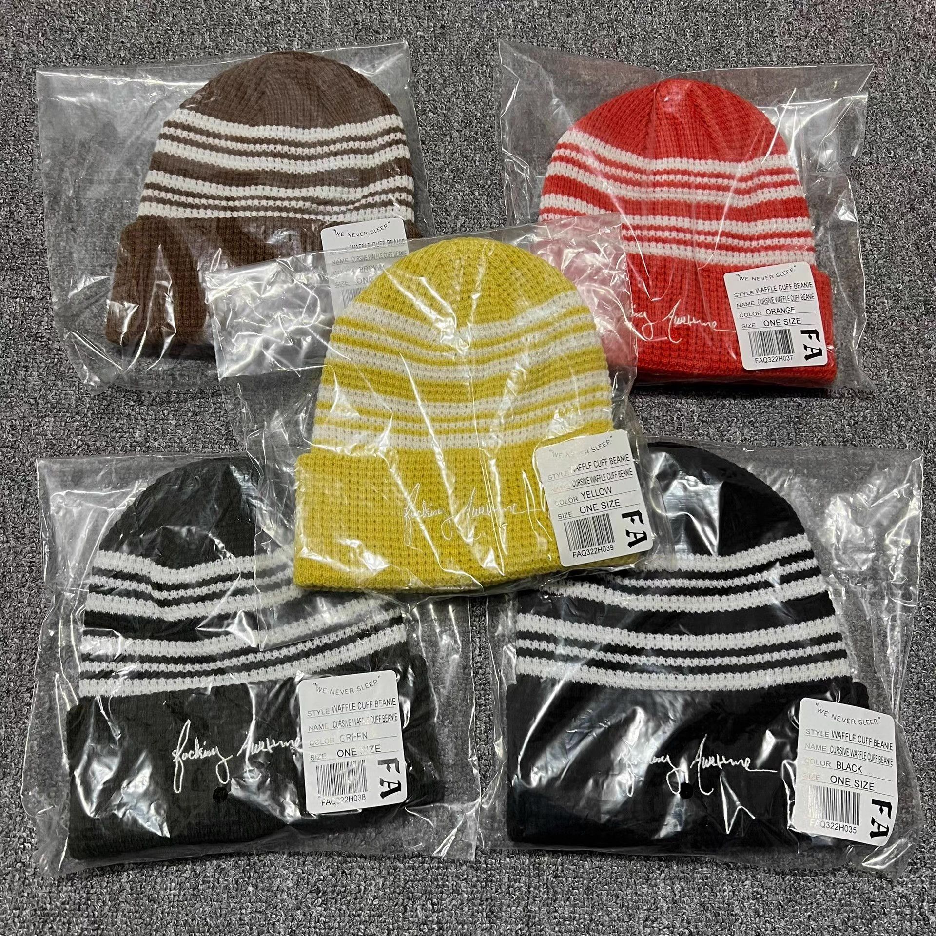 Fucking Awesome Fucking Awesome Script Embroidered Knitted Beanie Q7 Size ONE SIZE - 8 Thumbnail
