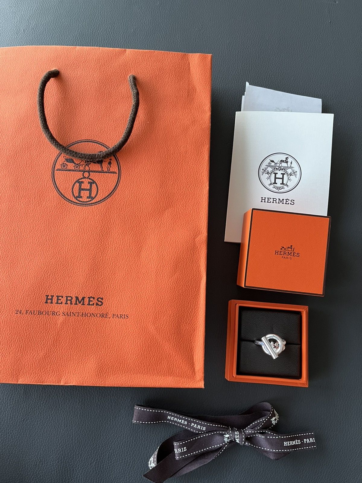 Hermes Rare Brand New Hermes Iconic Croisette Logo Ring 59 Size ONE SIZE - 6 Thumbnail