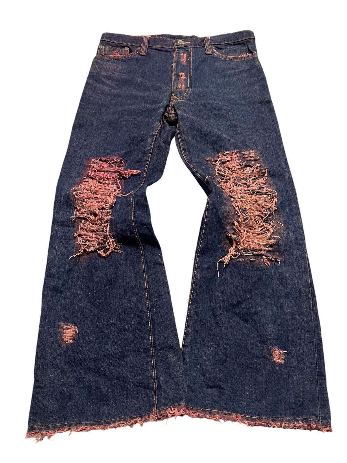 If Six Was Nine × Japanese Brand × Le Grande Bleu (L.G.B.) Vtg ROX distressed denim pants Size US 31 - 1 Thumbnail