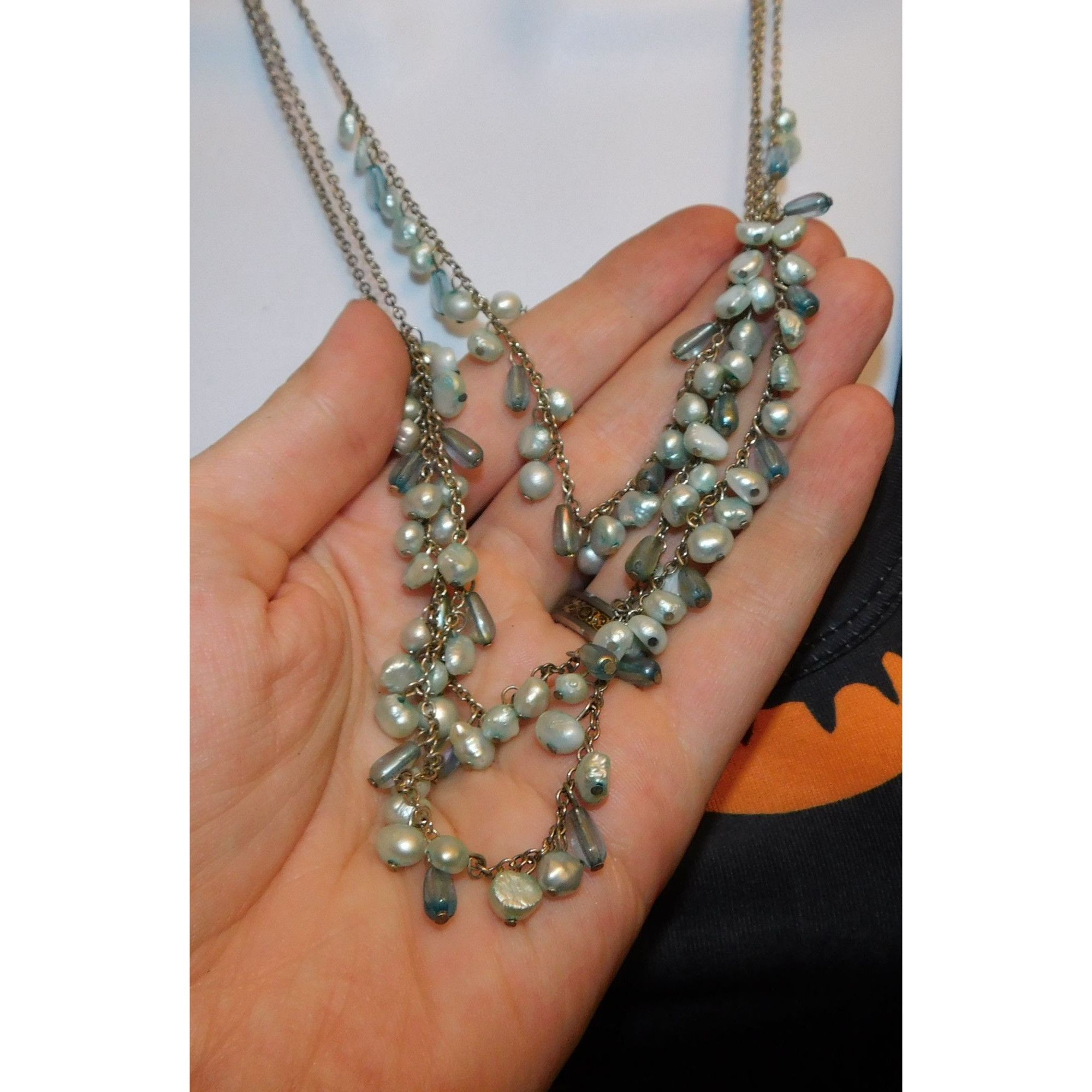 Other Whimsical Light Blue Pearl Beaded Layered Necklace Size ONE SIZE - 2 Thumbnail