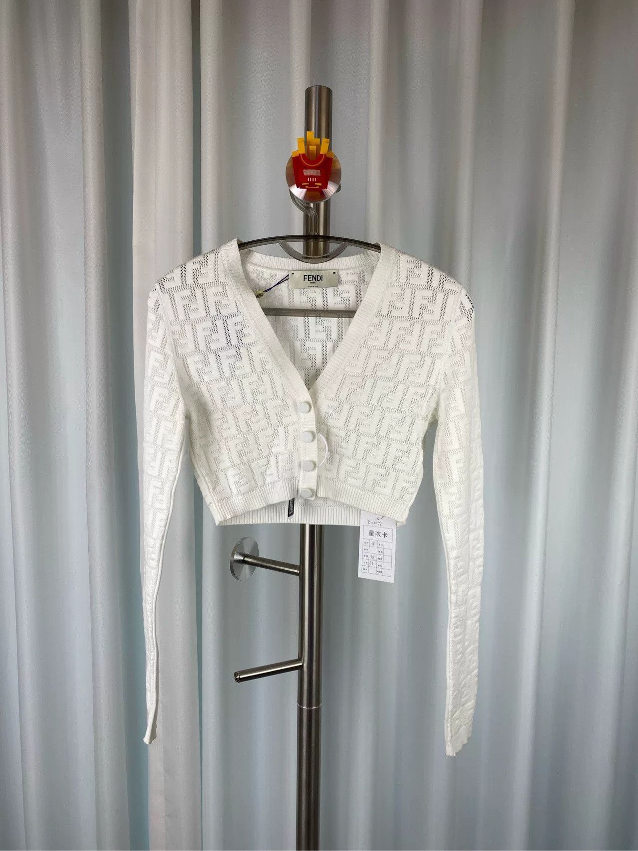 Fendi Fendi White Logo Knit Jacket SS23 Size US XS / EU 42 / 0 - 1 Thumbnail