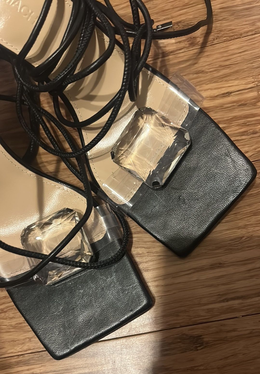 MACH & MACH Mach & Mach Crystal Square Vinyl & Leather Sandal size 37 Size US 7 / IT 37 - 7 Thumbnail