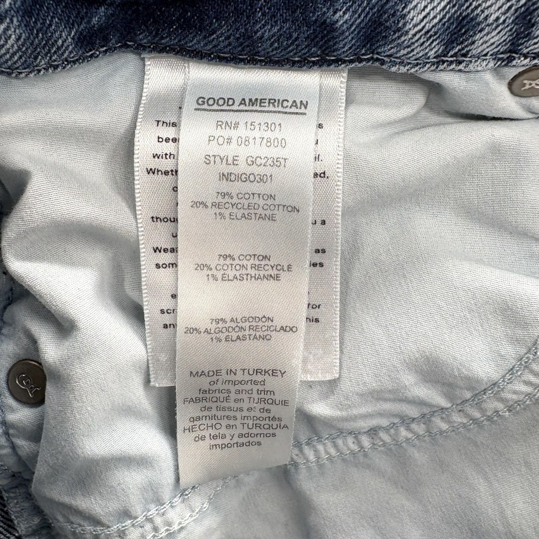 Good American Good American Jeans Womens 8 High Rise Slim Straight Blue Denim 29 in 5-Pocket Stretch Cotton Blend Spandex Size 30" / US 8 / IT 44 - 5 Thumbnail