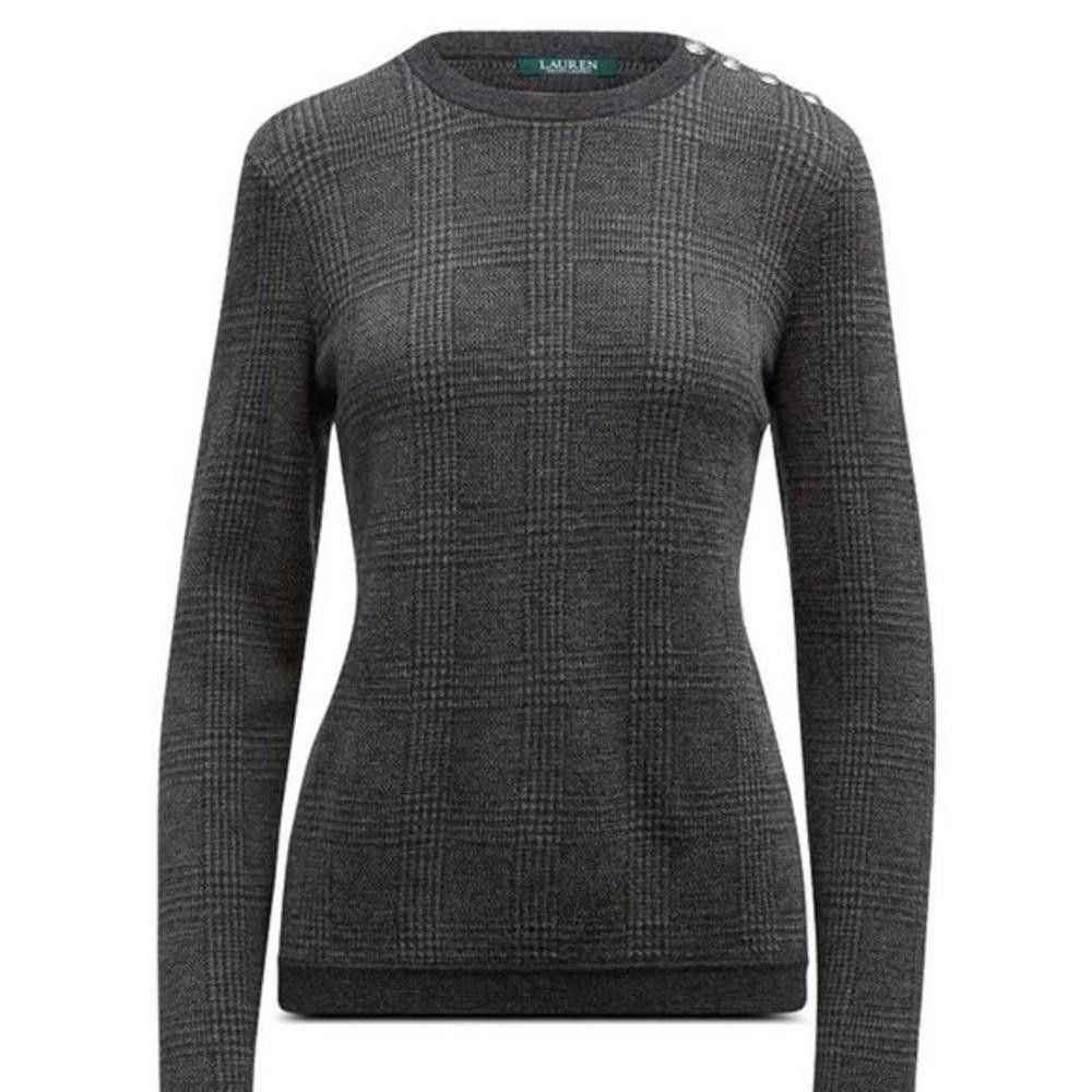 Lauren Ralph Lauren Lauren Ralph Lauren Plaid Size 100% Wool Multi Gray Sweater Size XXL / US 16-18 / IT 52-54 - 1 Thumbnail