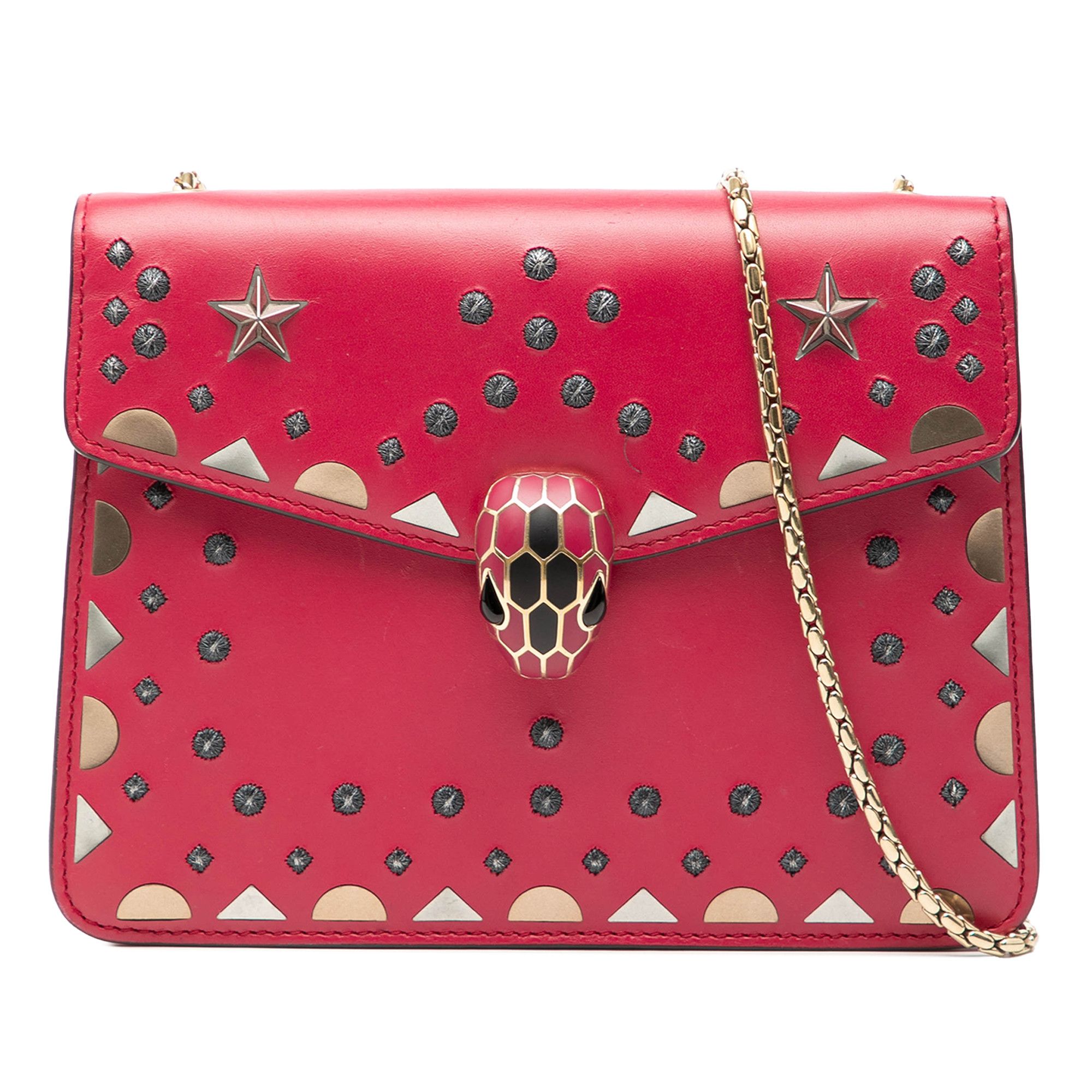 Bvlgari Bvlgari Small Studded Leather Laser Cut Square Serpenti Forever Chain Crossbody Size ONE SIZE - 1 Thumbnail