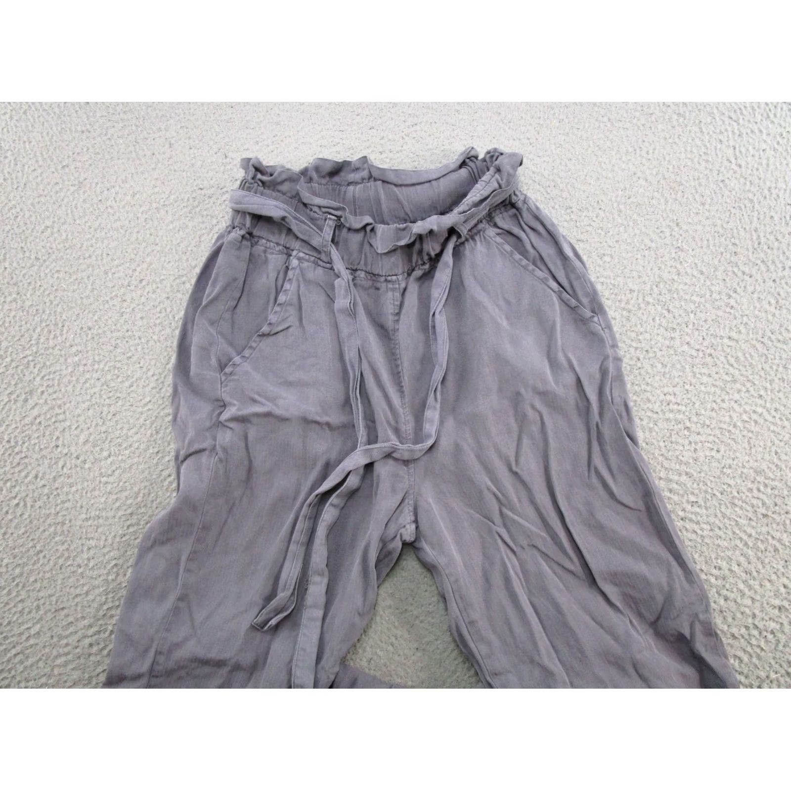 Vintage Thread & Supply Womens Wide-Leg Pants Gray SZ S Paperbag High Rise Elastic Waist Casual Modern 90s Style Womens Size 28" / US 6 / IT 42 - 3 Thumbnail