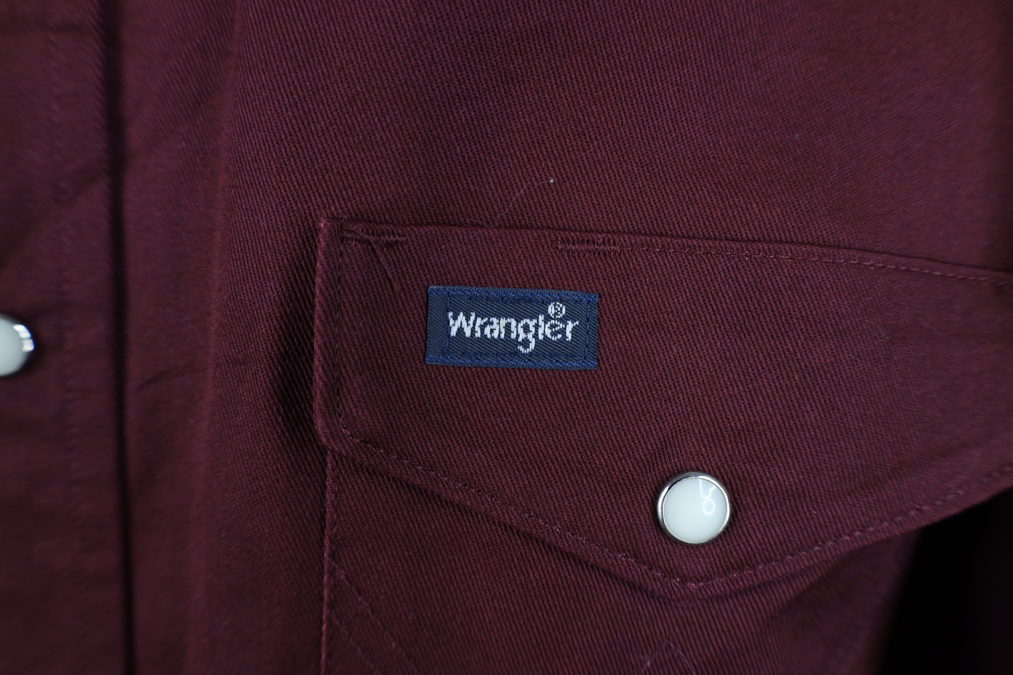 Wrangler Vintage 90s Wrangler Cowboy Snap Button Shirt Burgundy Size US XL / EU 56 / 4 - 4 Thumbnail