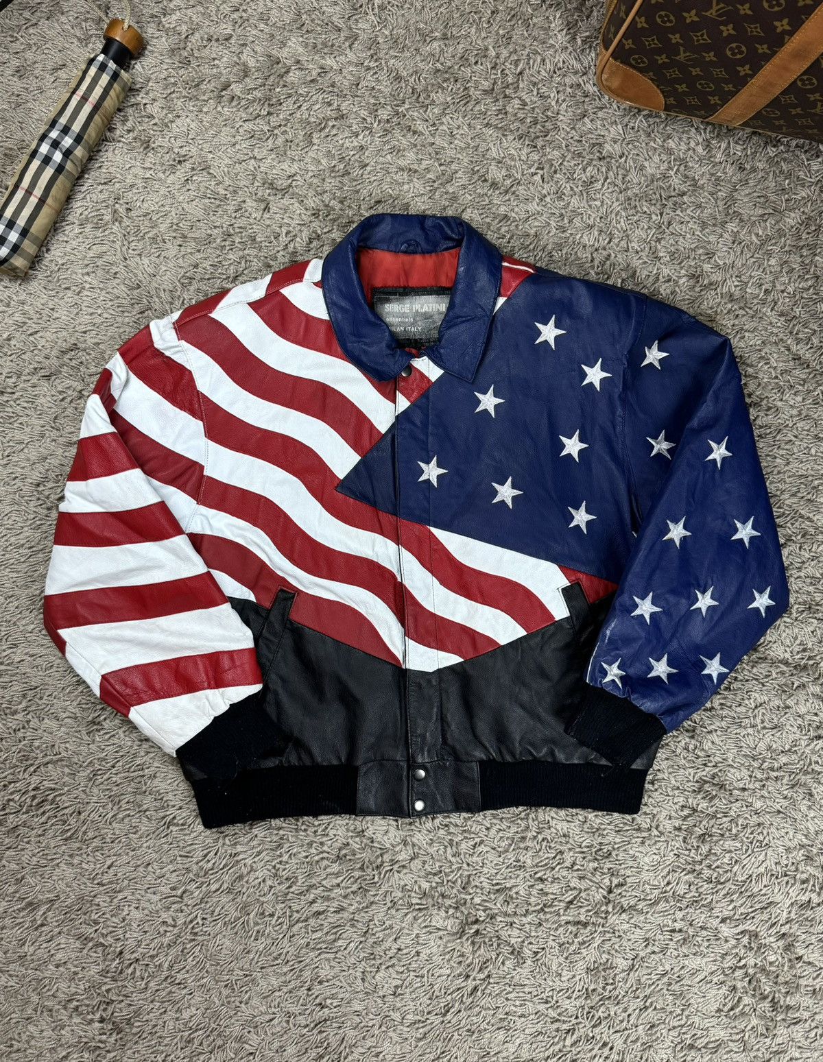 Vintage Vintage leather jacket American Flag Eagle 90s original item Size US L / EU 52-54 / 3 - 2 Thumbnail