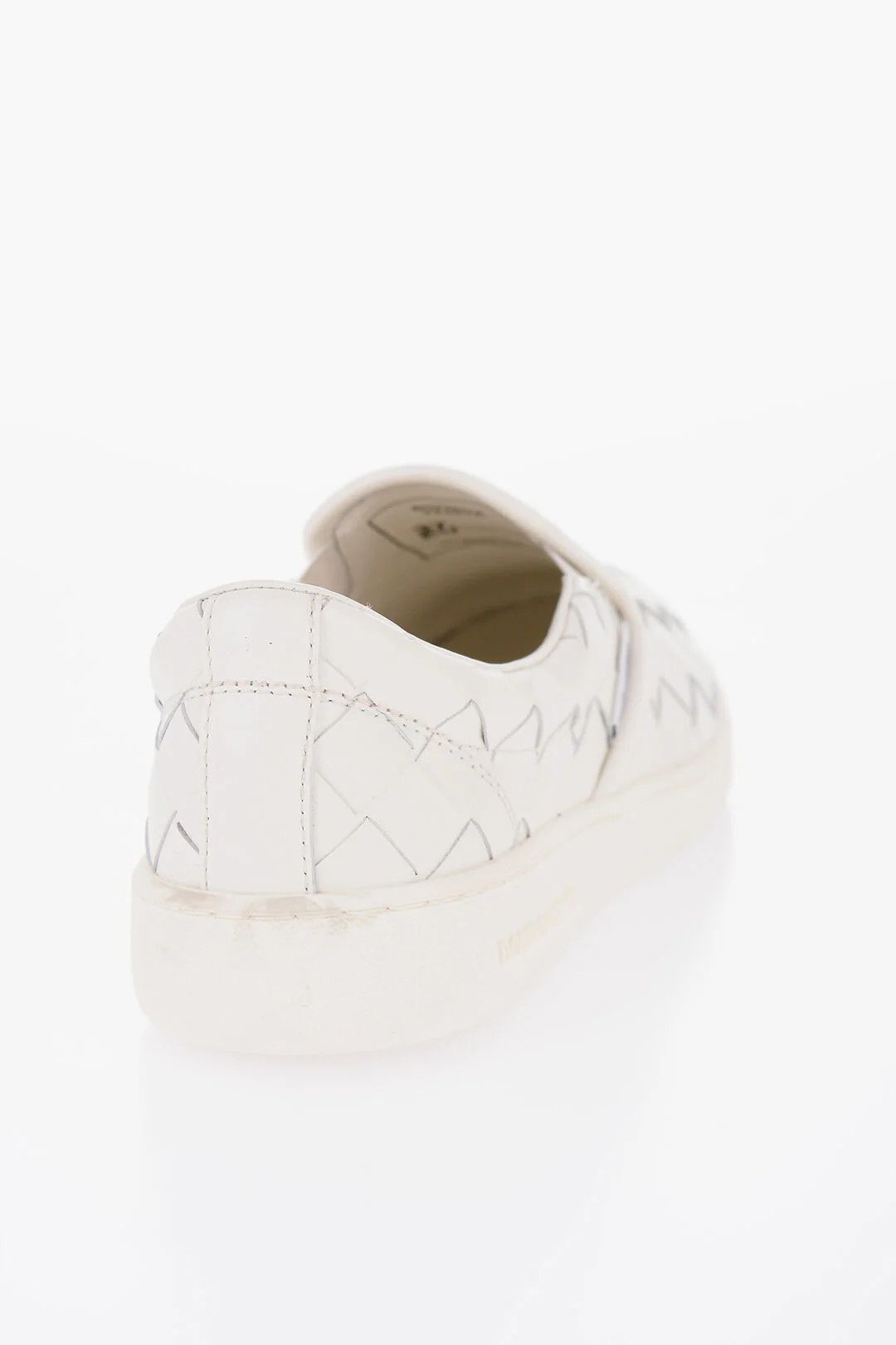 Bottega Veneta og1mm0426 Woven Leather Slip-On Sneakers in White Size US 11 / IT 41 - 4 Thumbnail