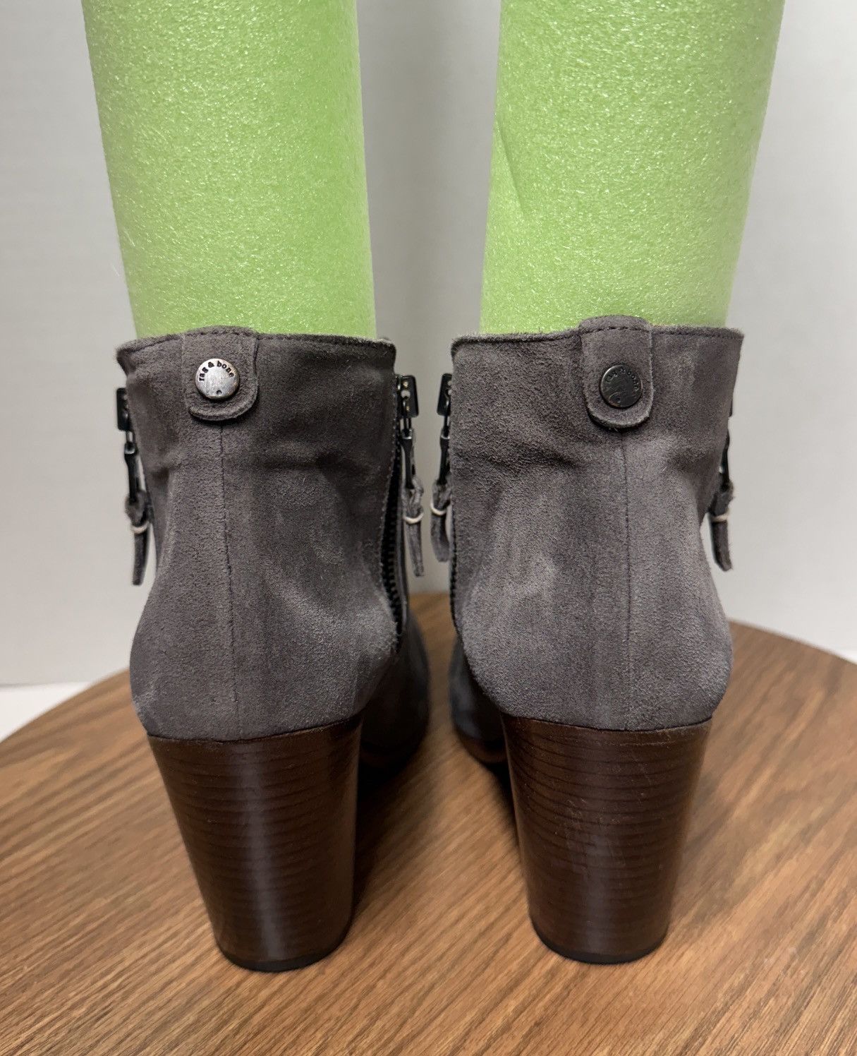 Rag & Bone Rag & Bone Charcoal Grey Waxed Suede Margot Ankle Bootie Size US 8 / IT 38 - 3 Thumbnail