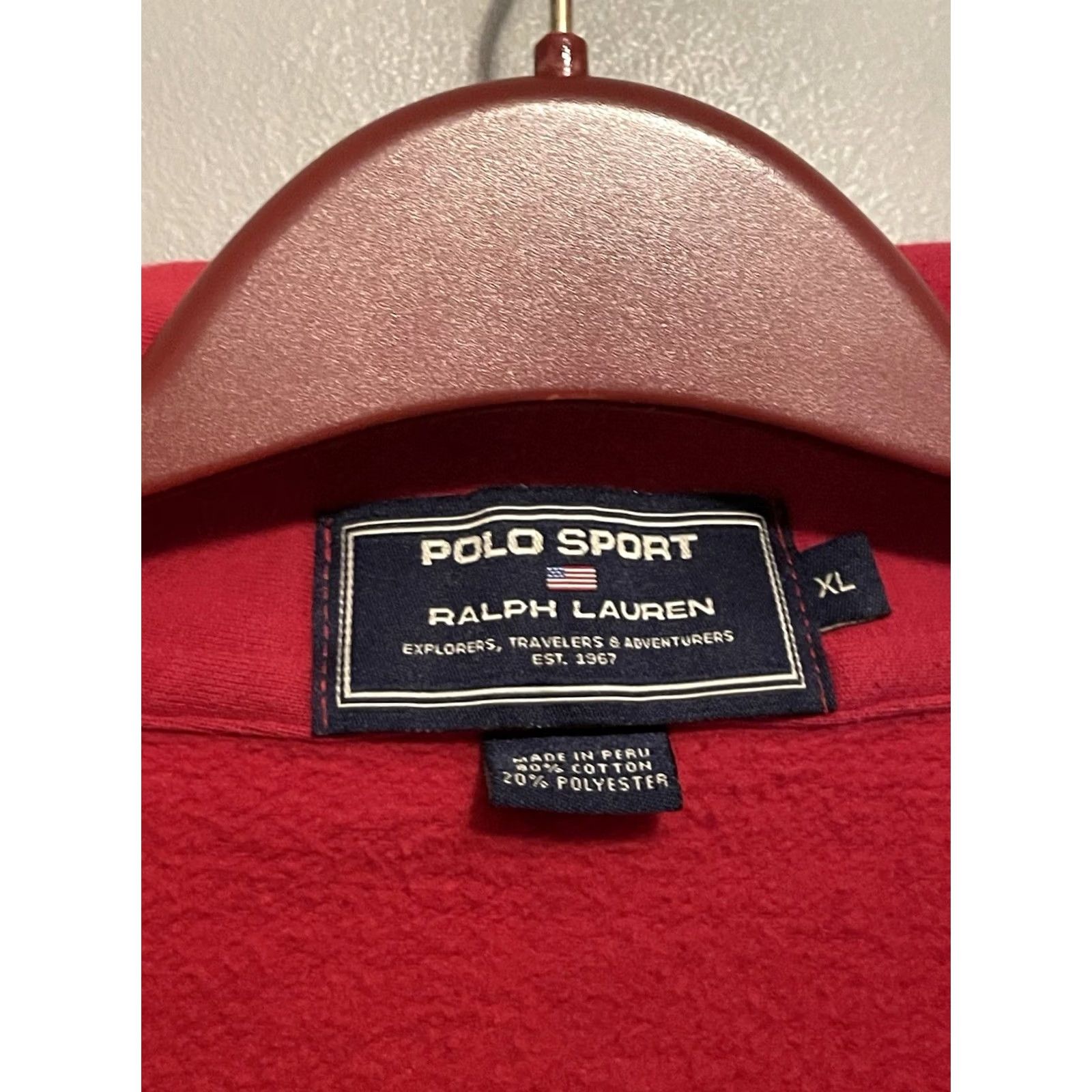 Ralph Lauren VINTAGE Polo Sport Ralph Lauren Women’s Quarter Zip Red Size XL Pullover Knit Sweater with Logo Zipper Size XL / US 12-14 / IT 48-50 - 3 Thumbnail