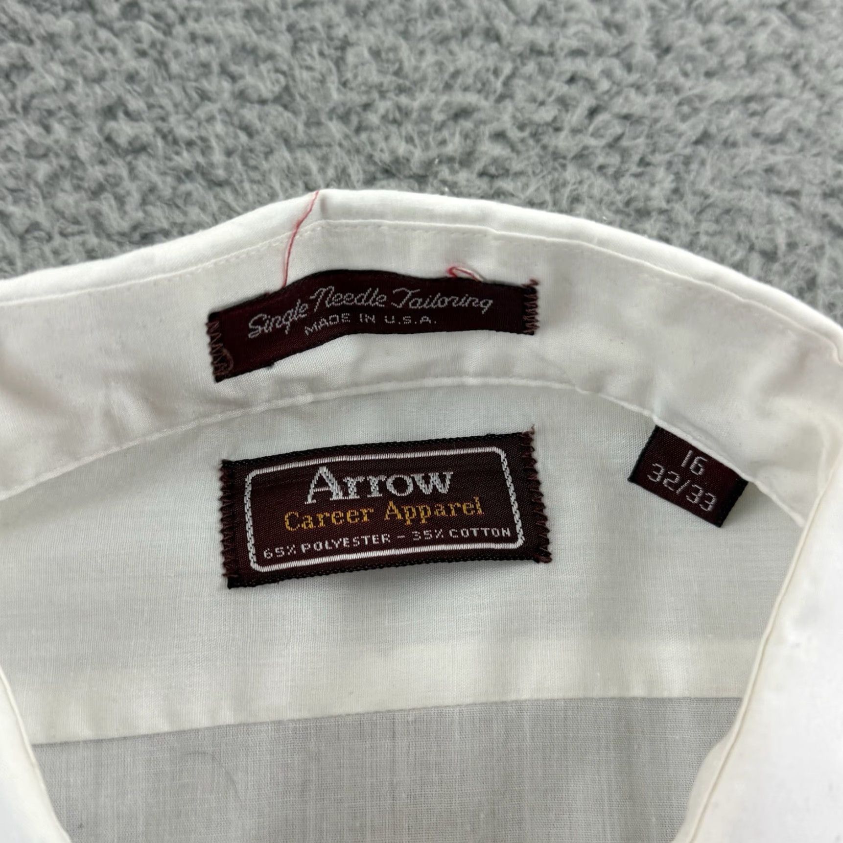 Arrow VINTAGE Arrow Shirt Mens Large White Long Sleeve 70s Career Casual Button Up USA Size US L / EU 52-54 / 3 - 7 Thumbnail