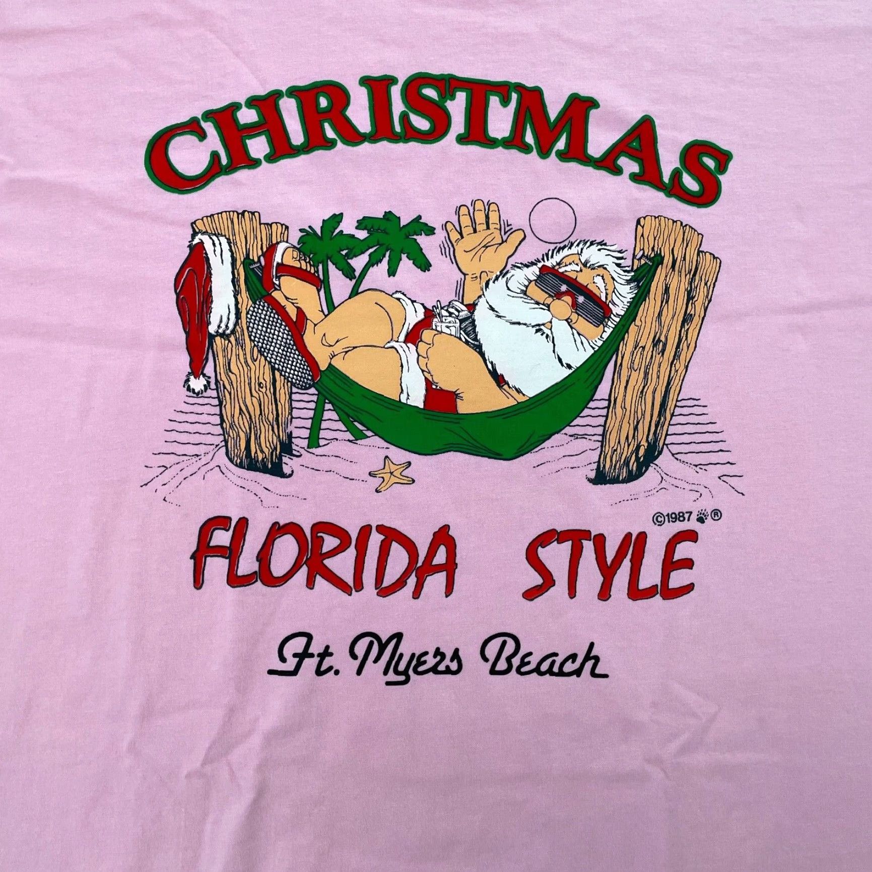 Jerzees VINTAGE Jerzees Christmas Shirt Adult XL Pink Santa Claus 80s Holiday Men Size US XL / EU 56 / 4 - 4 Thumbnail