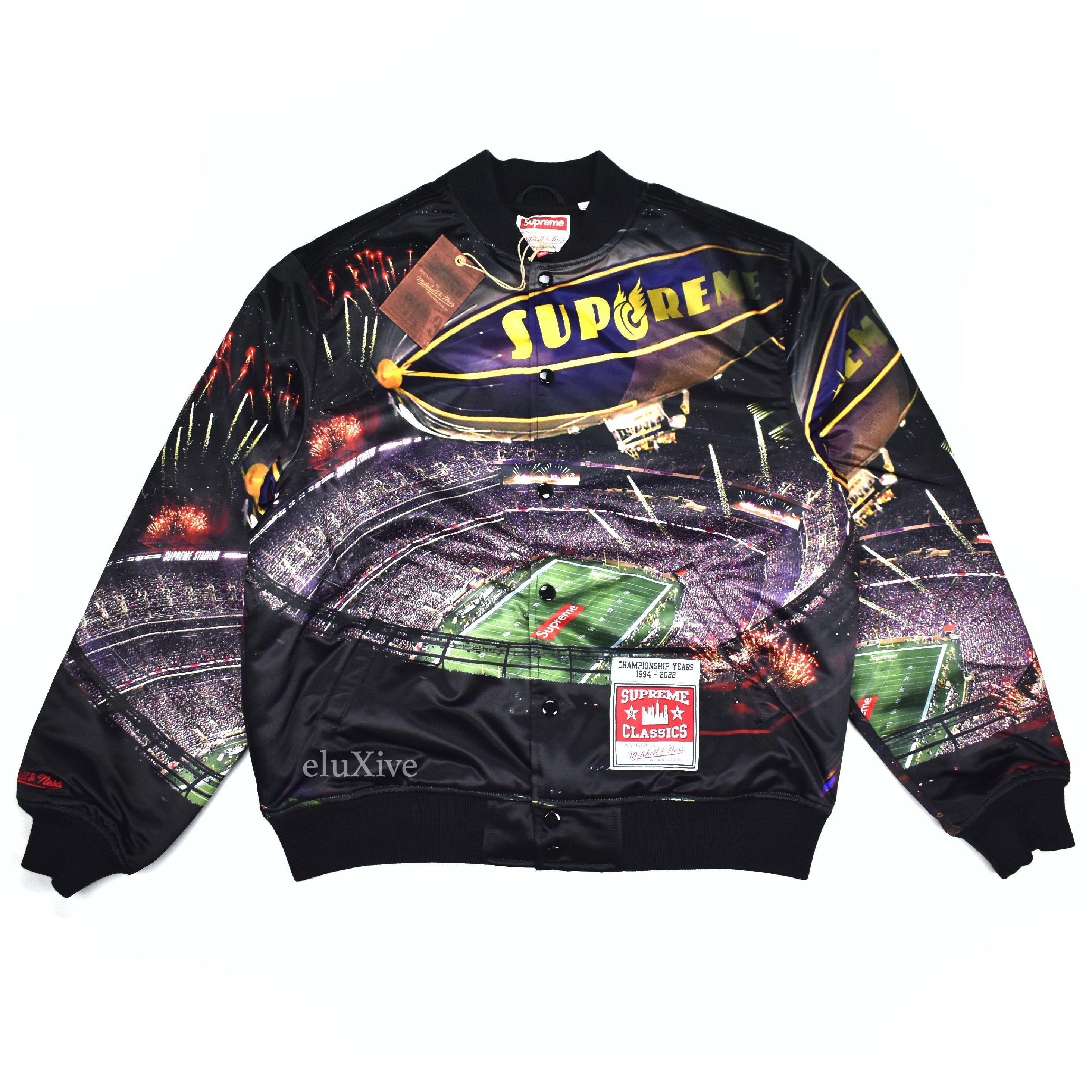 Supreme SALEM HALF ZIP STADIUM JACKET - BLACK/RED | Grailed