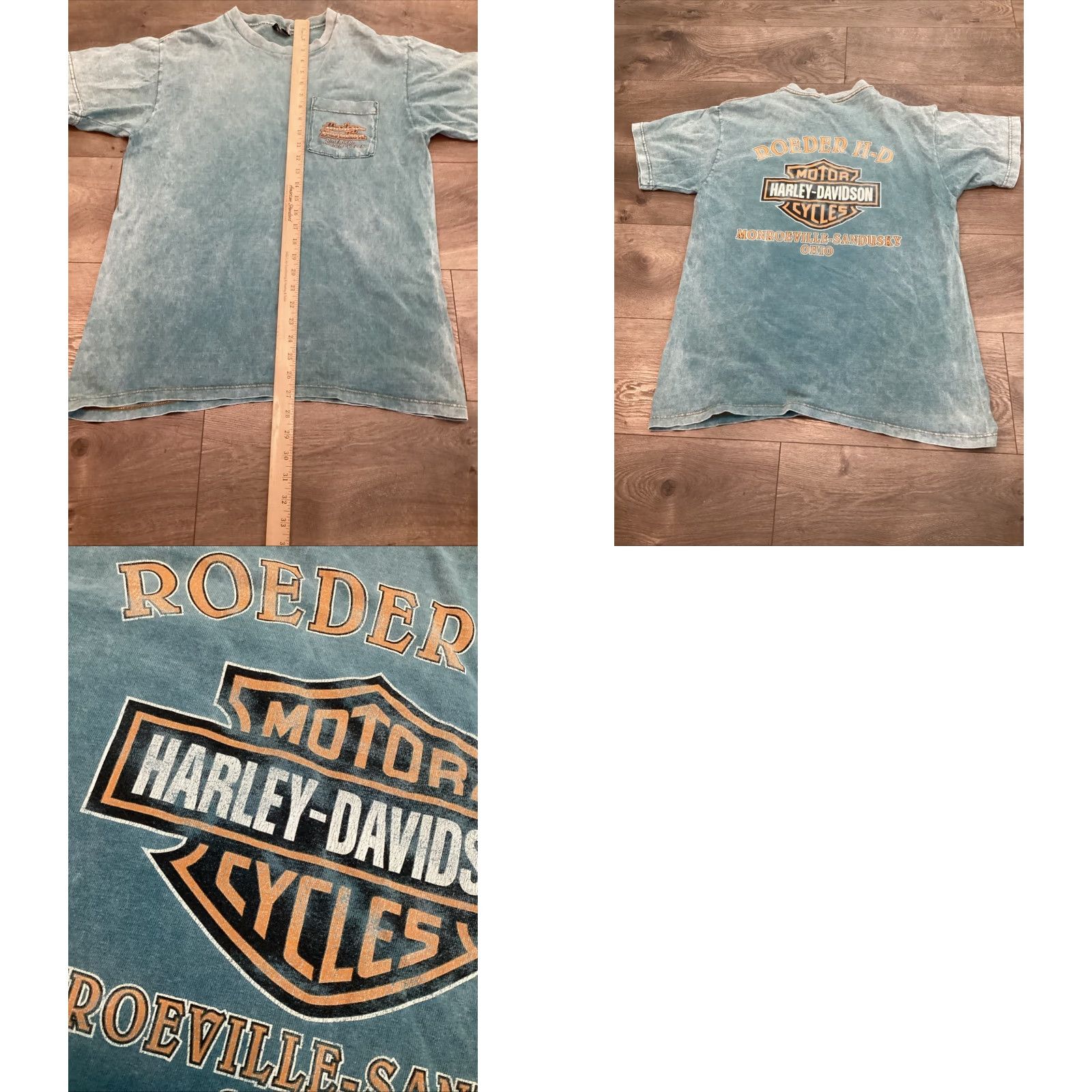 Harley Davidson Harley-Davidson Biker T-Shirt Men's Large Blue Crew Neck Short Sleeve Double-Sided American Motorcycles Size US L / EU 52-54 / 3 - 8 Thumbnail