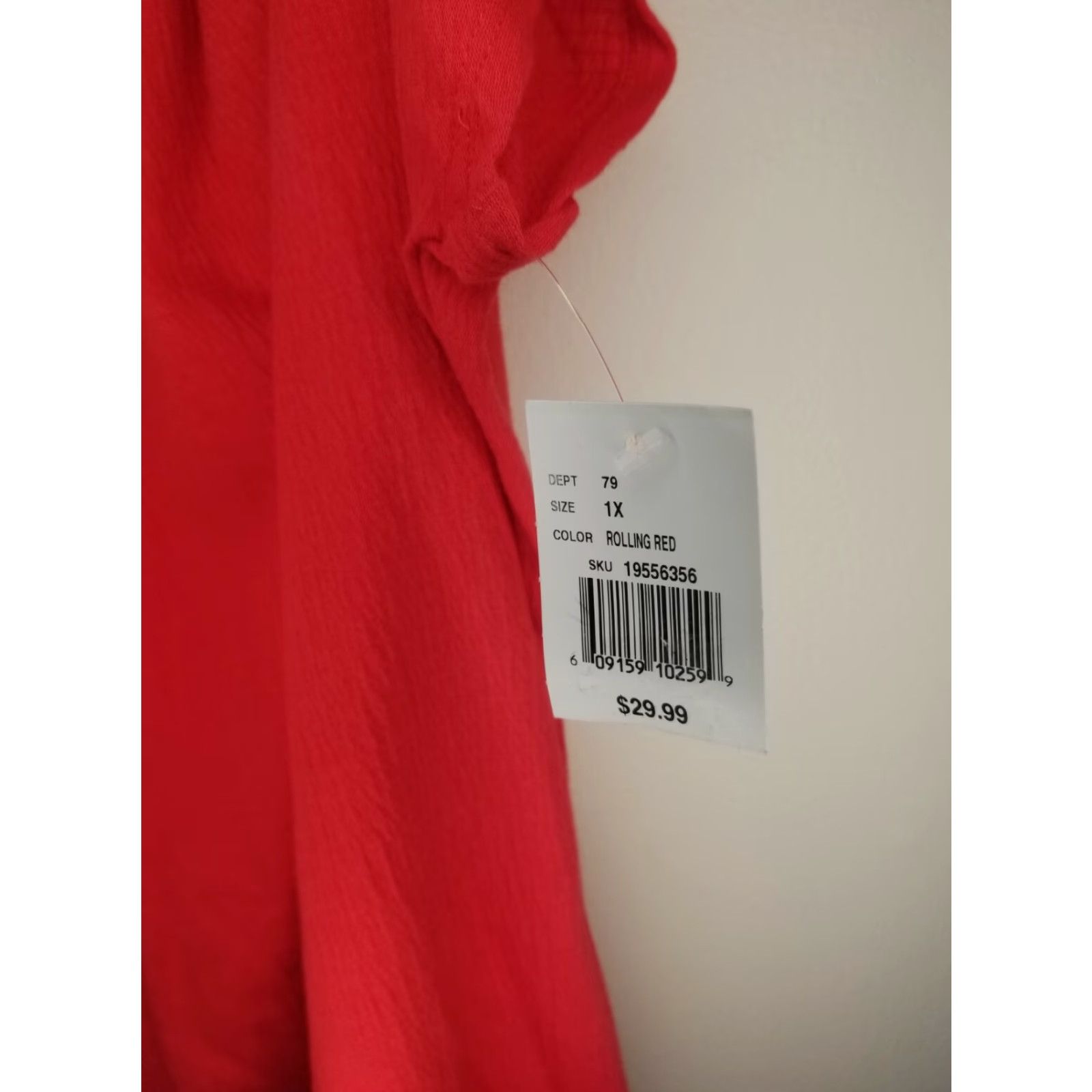 Vintage French Laundry Womens 1X Red Blouse with Necklace NWT Size XL / US 12-14 / IT 48-50 - 3 Thumbnail