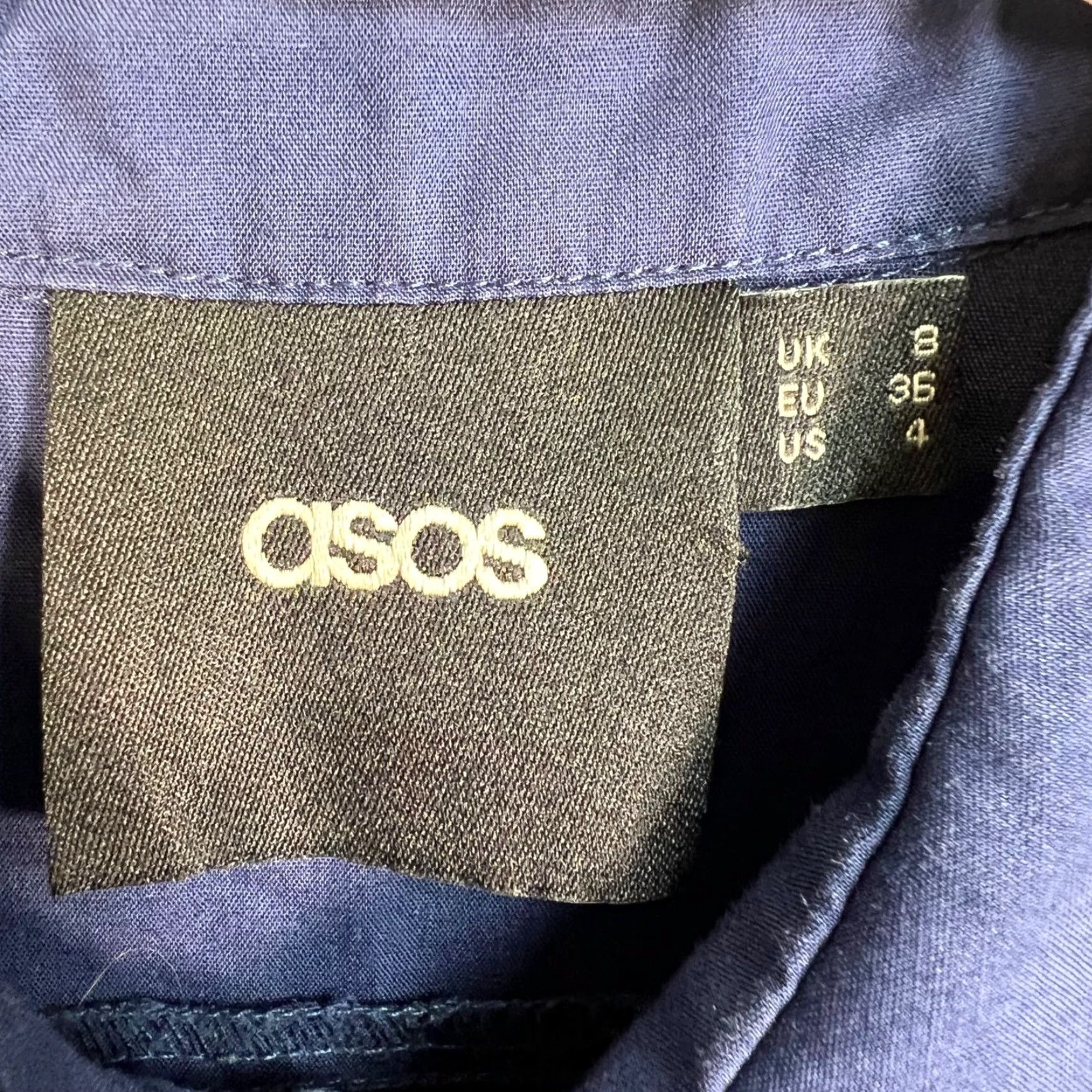 Asos ASOS Womens 4 Navy Button-Up Shirt 3/4 Sleeves Casual Polyester Regular Collar Spring Summer Fall Women's Shirt 4 Mens? Size S / US 4 / IT 40 - 3 Thumbnail