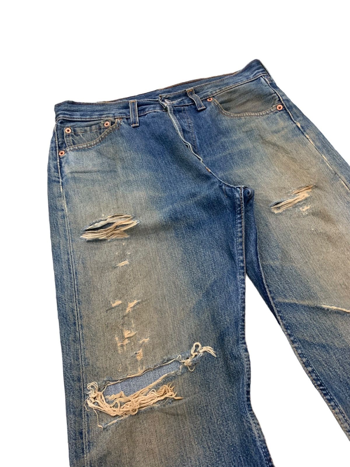 Levi's Vintage Levis UK Made Mud Wash Distressed Denim Pant (AC11) Size US 29 - 7 Thumbnail