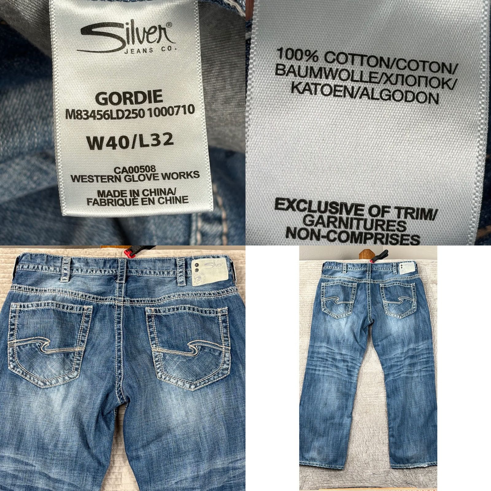 Silver Jeans Co. Silver Jeans Co Gordie Jeans Straight 40x32 Men Blue Denim 5-Pocket Zip Button M83456LD250 Size US 40 / EU 56 - 8 Thumbnail
