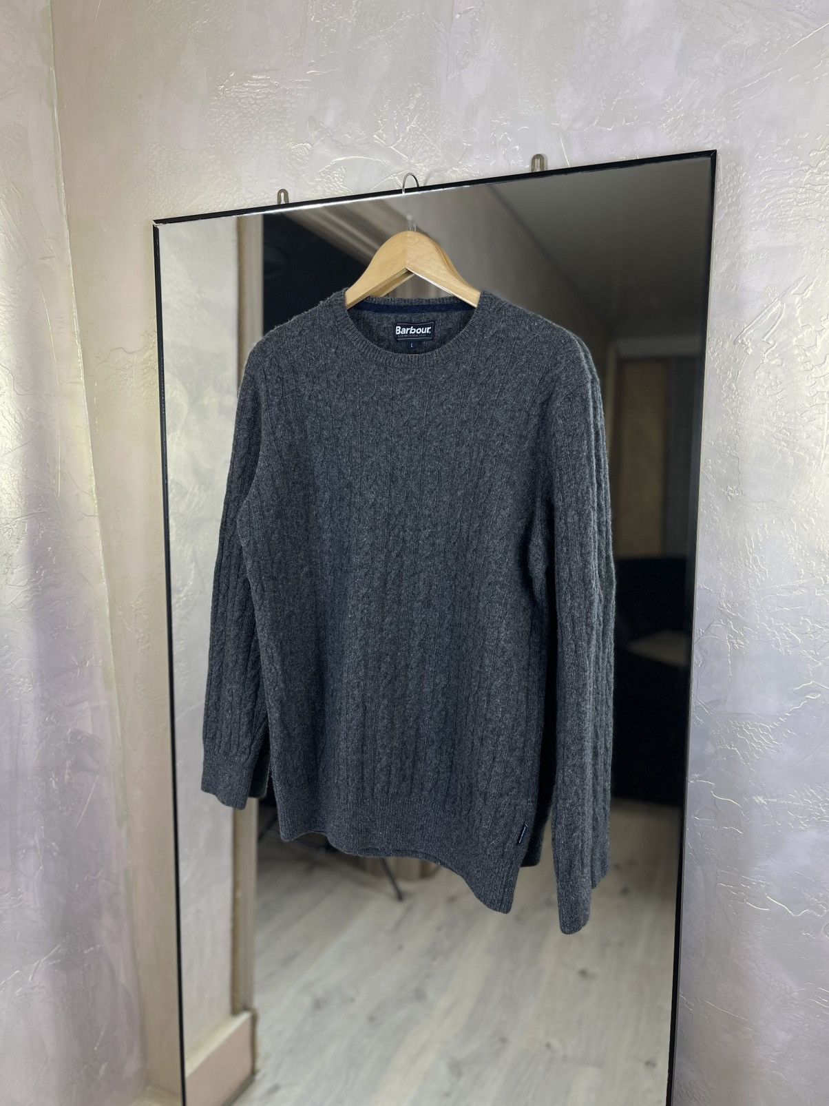 Barbour Barbour Grey Cable Knit Wool Blend Crewneck Sweater Size US L / EU 52-54 / 3 - 1 Thumbnail