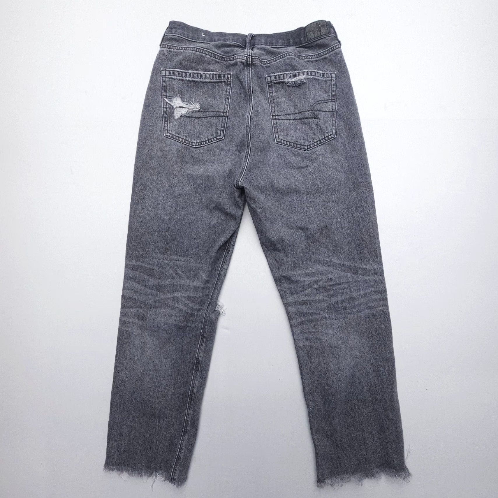 American Eagle Outfitters American Eagle Highest Rise Jeans '90s Boyfriend Size 10 Gray Distressed Cotton Size 32" / US 10 / IT 46 - 2 Thumbnail