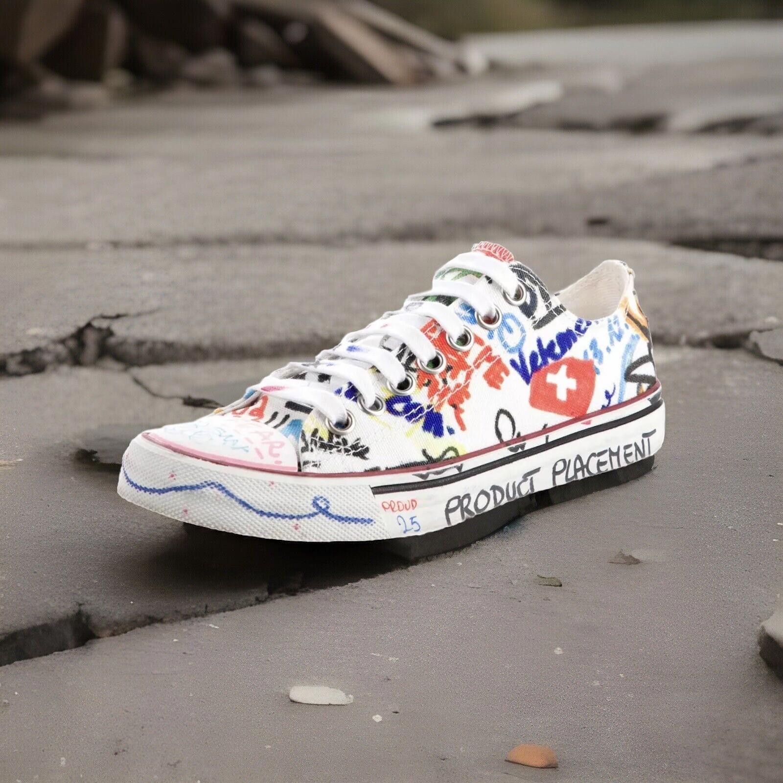 Vetements Vetements White Graffiti Low Top Sneakers Sz 35 W/ Box Size US 5 / IT 35 - 4 Thumbnail