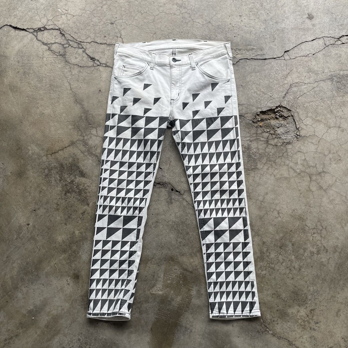 Lee × Vintage 🔥Vintage Lee White Stoned Washed Native Design Slim Jeans Size US 32 / EU 48 - 1 Thumbnail