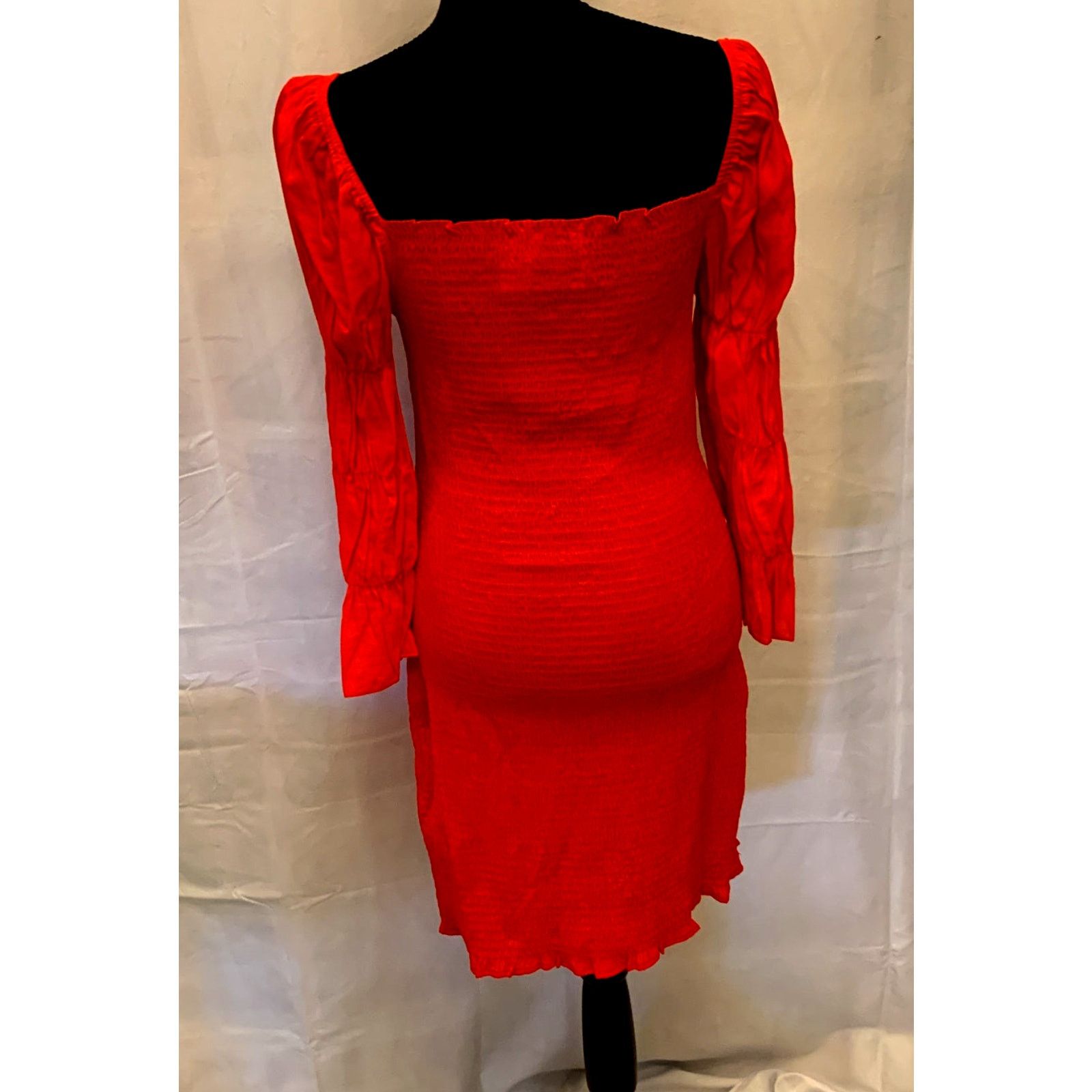 Other J.O.A. Women's Stretch Smocked Scarlet Red Dress| Size L NWT Size L / US 10 / IT 46 - 8 Thumbnail