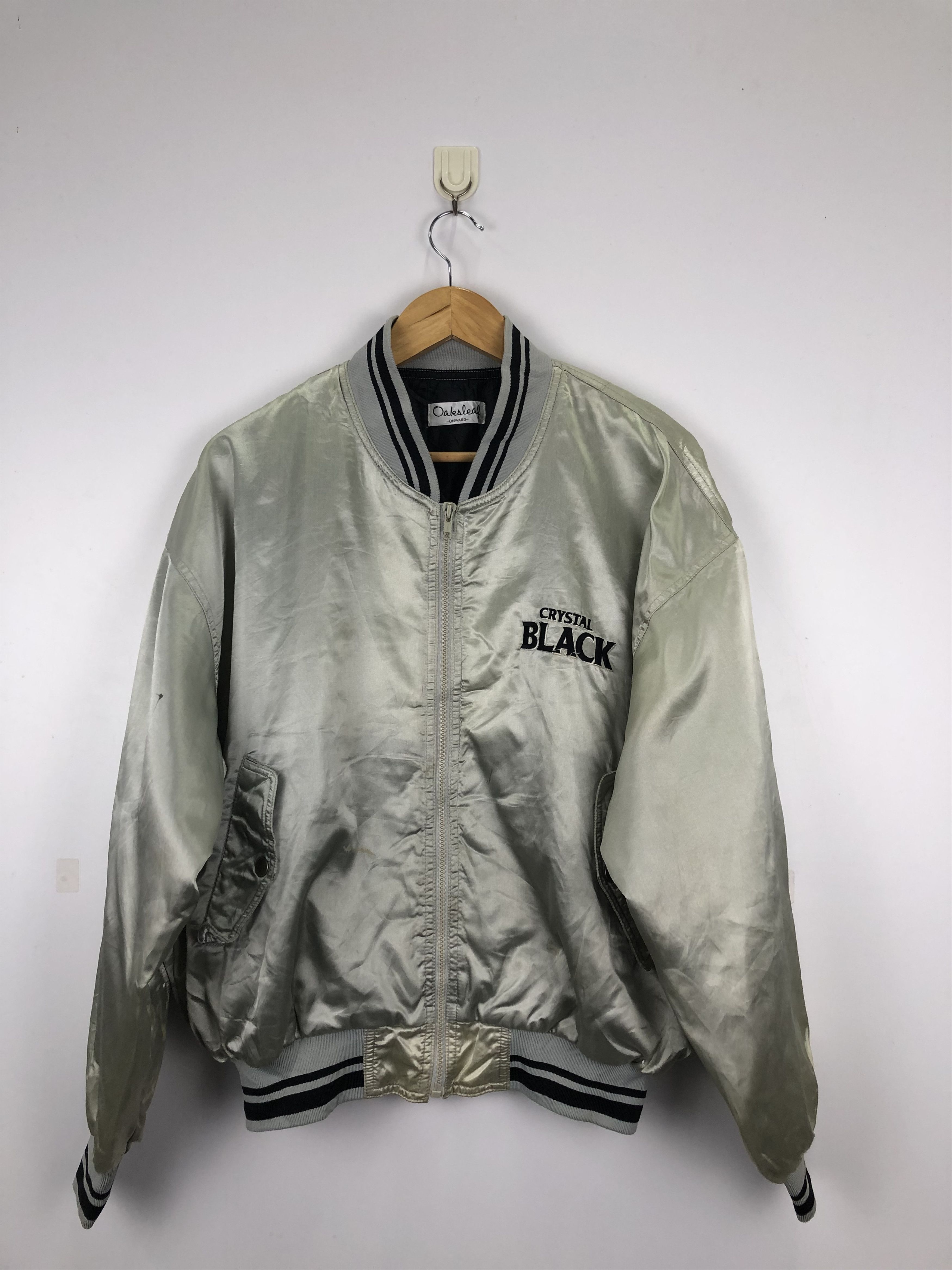 Vintage Vintage Crystal Black Bomber Varsity Baseball Jumper J0727 Size US L / EU 52-54 / 3 - 2 Thumbnail