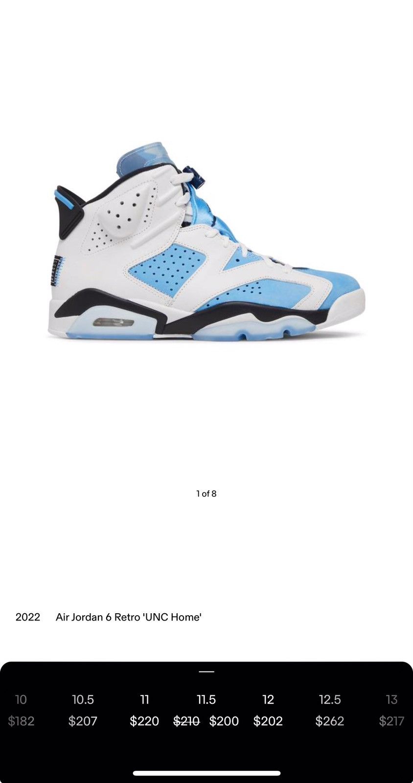 Jordan Brand Air Jordan Retro 6 UNC Size 11.5 Size US 11.5 / EU 44-45 - 10 Thumbnail