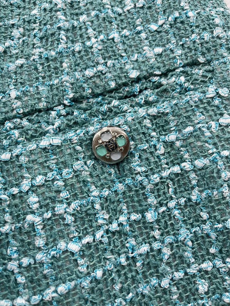 Chanel Chanel 23P Lake Blue Tweed Glazed Buckle Wide-leg Pants Size 25" / US 0 / IT 36 - 4 Thumbnail