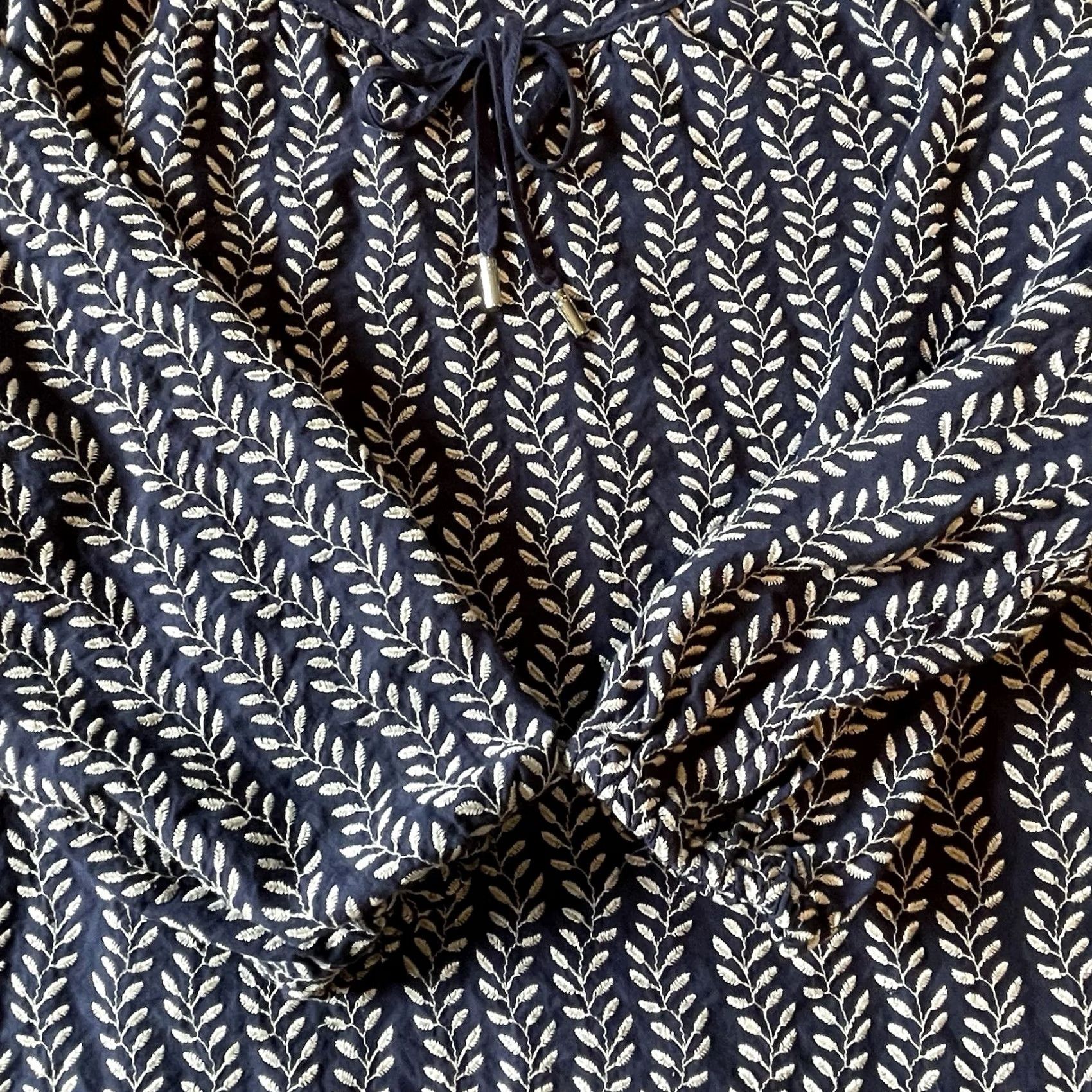 Vintage Emily Daniels Navy Blue White Embroidered Floral Leaf Vine Blouse PXL Plus Casual Shirt Women’s Size XL / US 12-14 / IT 48-50 - 7 Thumbnail