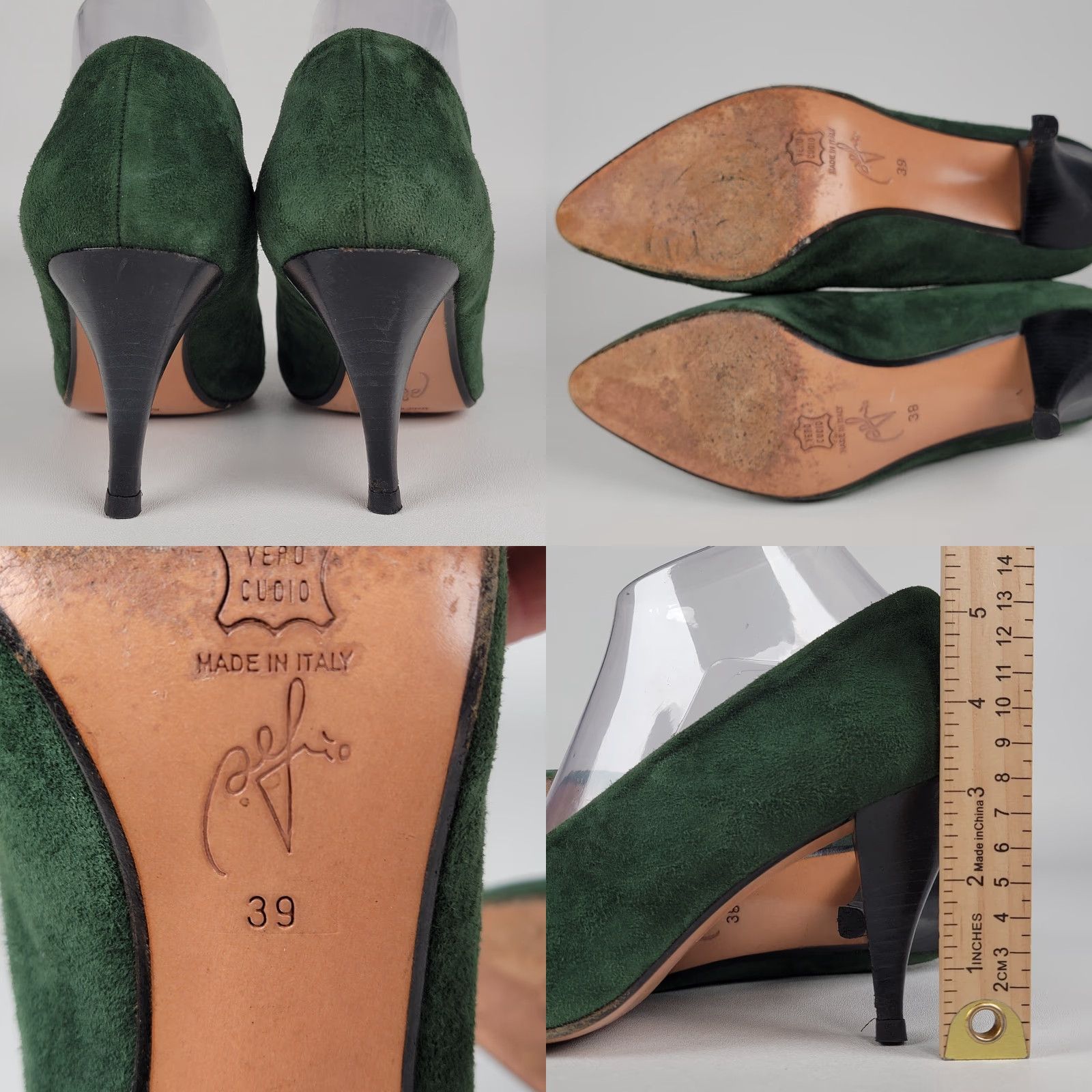 Vintage VINTAGE Alfio Borgato Green Suede High Heel Pumps Cap Toe Women Pump 39 Brown Cap Toe Almond Slip On High Heel 3-3.9in Size ONE SIZE - 8 Thumbnail