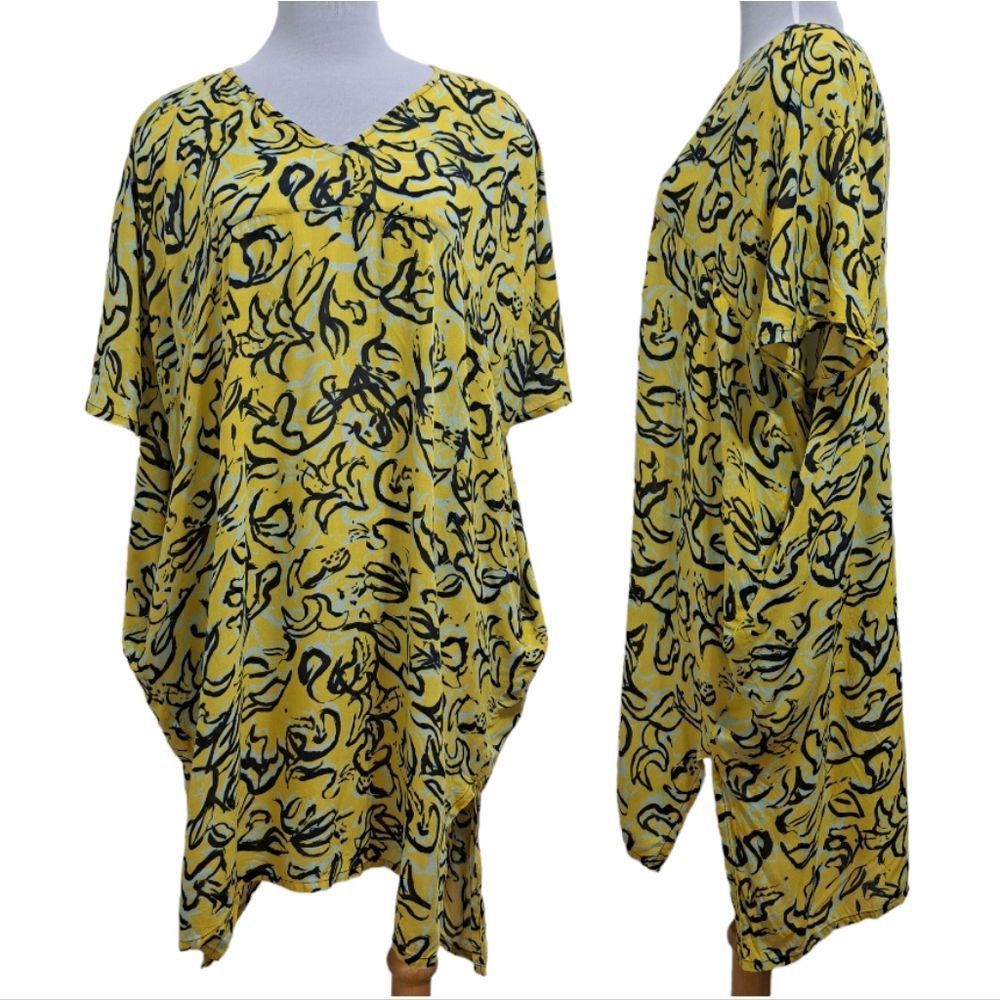 Onia Diane Von Furstenberg x Onia Hanna Floral Kaftan Oversized XS/Small Yellow Size S / US 4 / IT 40 - 3 Thumbnail