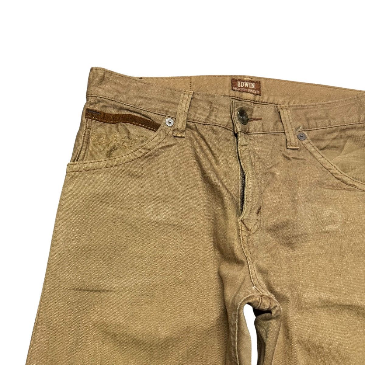 Edwin Vintage Edwin XVS403 Leather Pocket Brown Denim Jeans Size US 34 / EU 50 - 4 Thumbnail