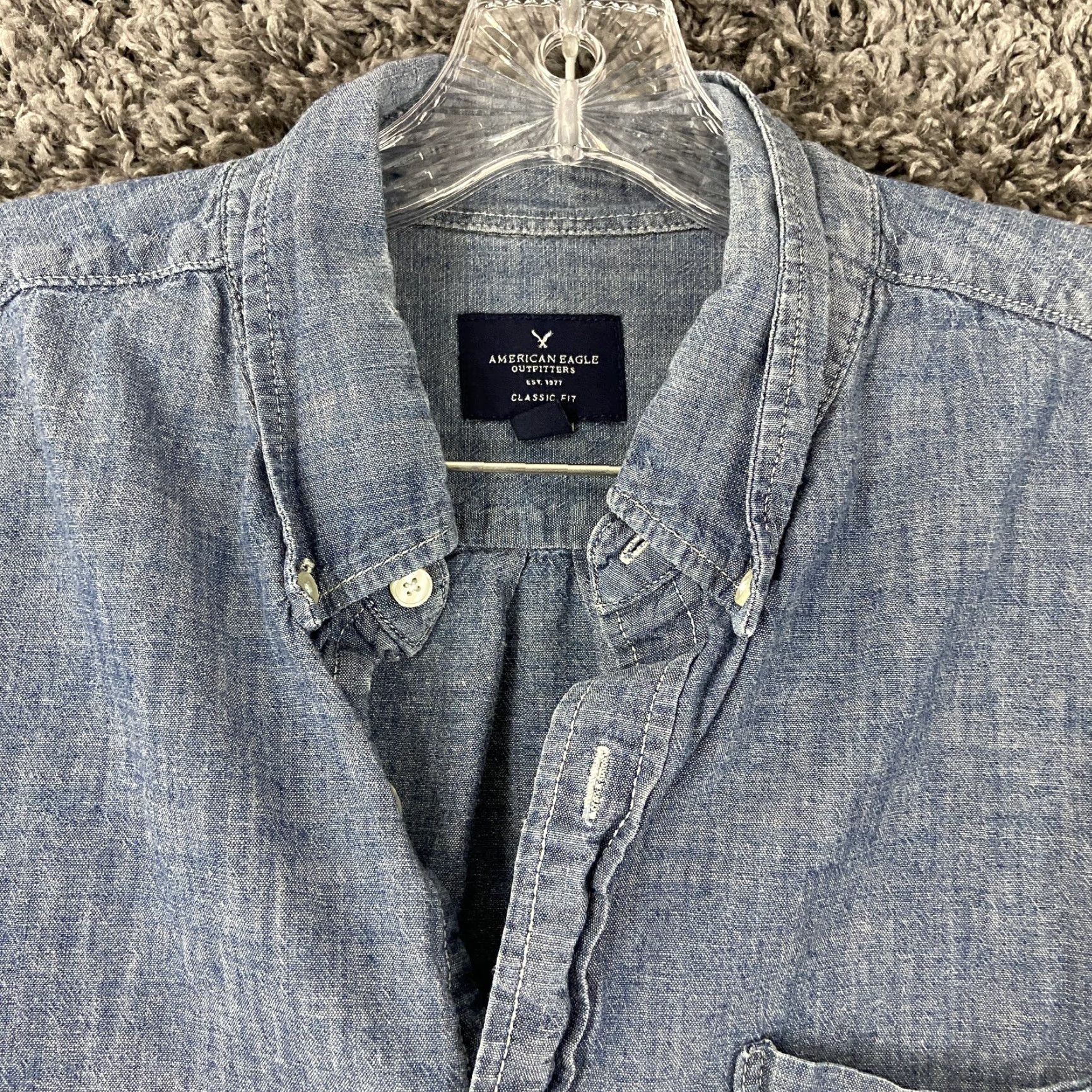 American Eagle Outfitters AMERICAN EAGLE OUTFITTERS Classic Fit Button-Up Shirt Men’s L Blue Long Sleeve Multicolor Size US L / EU 52-54 / 3 - 5 Thumbnail