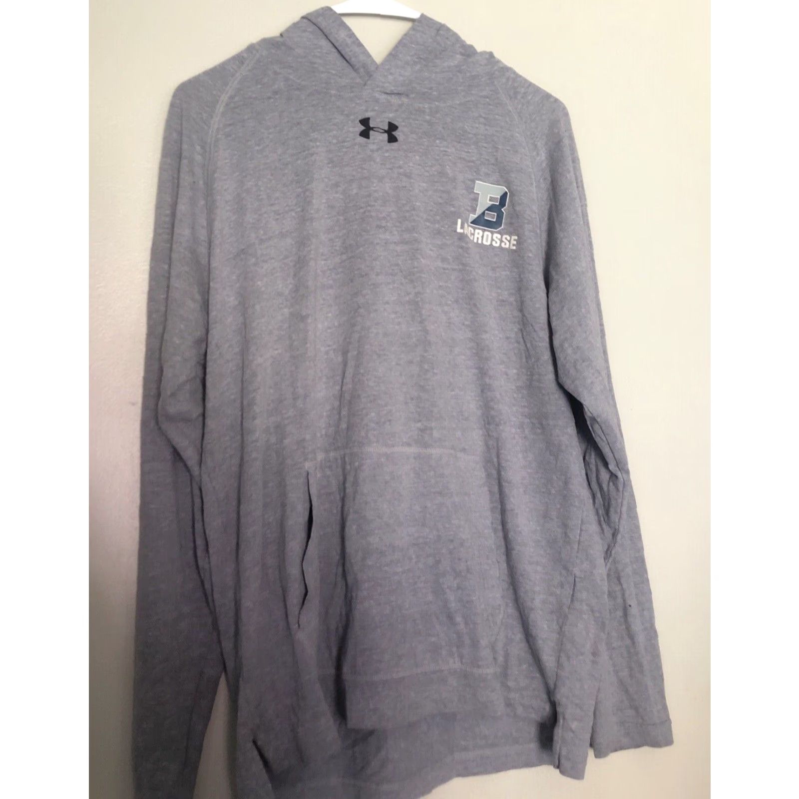 Under Armour VINTAGE Under Armour Hoodie Shirt Mens M Long Sleeve Pullover Lacrosse Gray Size US M / EU 48-50 / 2 - 2 Thumbnail