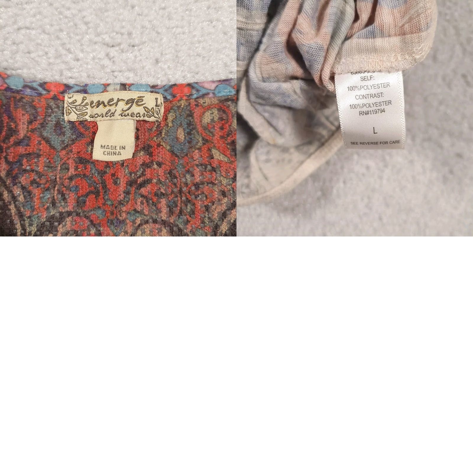 Vintage Energe World Wear Shirt Women's Large Floral Boho Henley Short Sleeve Shirt Size L / US 10 / IT 46 - 9 Thumbnail