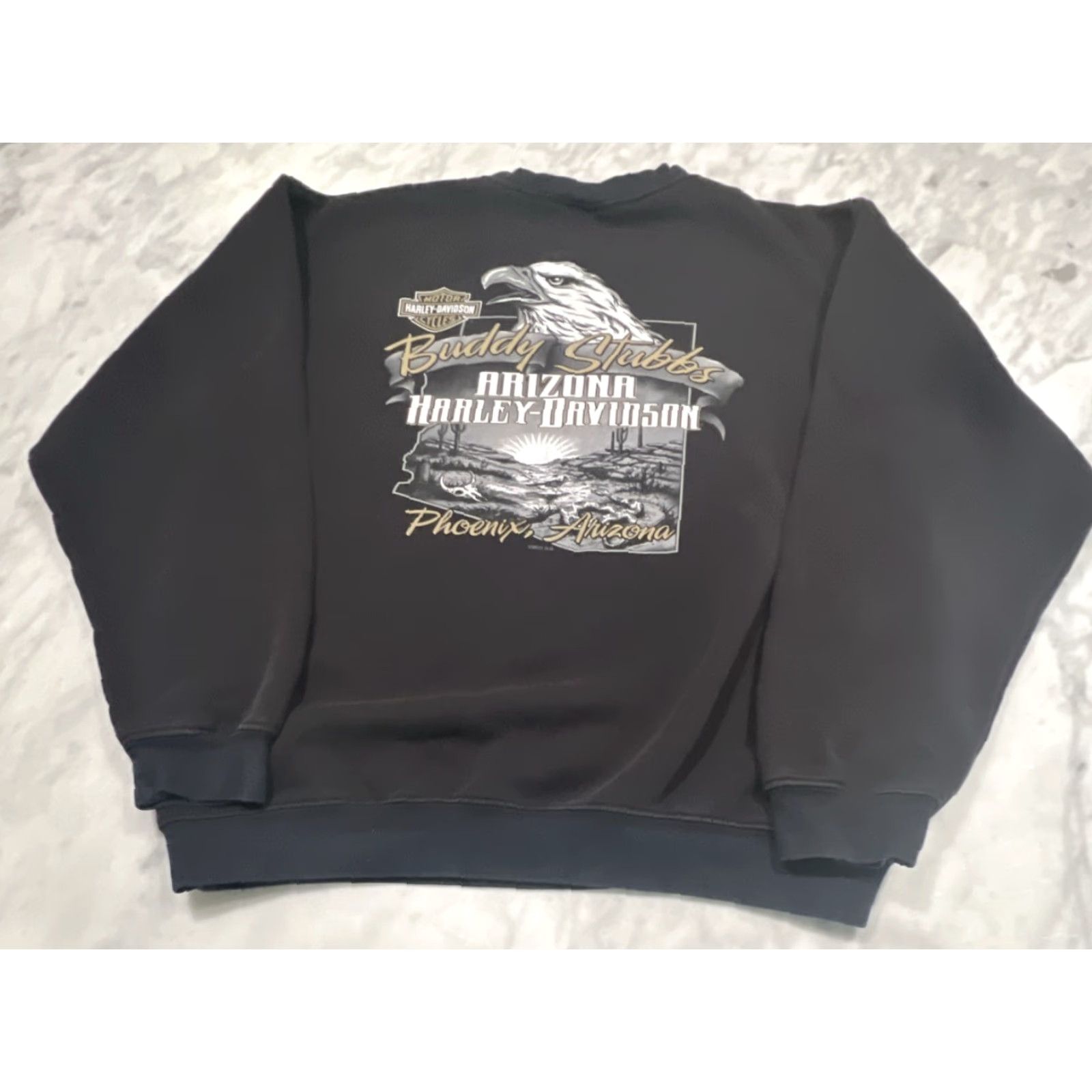 Harley Davidson Harley-Davidson Sweatshirt Men XL Black Phoenix AZ Flames Ride Hard Graphic Print Crew Neck Biker Motorcycle Pullover Size US XL / EU 56 / 4 - 6 Thumbnail