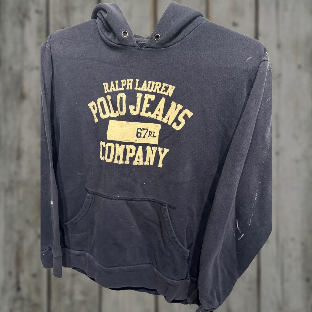 Vintage VTG Ralph Lauren Polo Jeans Co Pullover Hoodie XL Distressed Blue Sweatshirt Men Size US XL / EU 56 / 4 - 1 Thumbnail