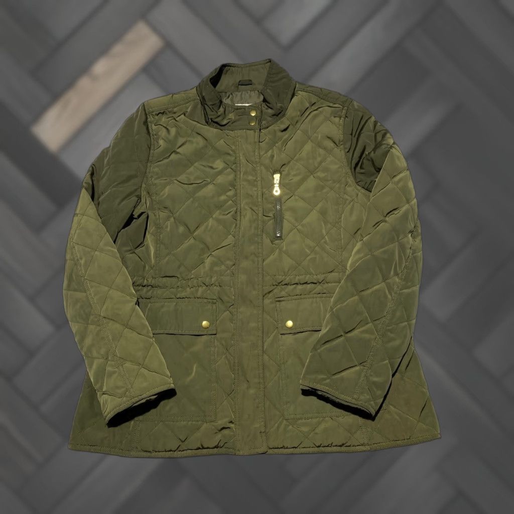 Old Navy Old Navy Quilted Jacket Women's Size L Olive Green Full Zip Pockets Size L / US 10 / IT 46 - 1 Thumbnail