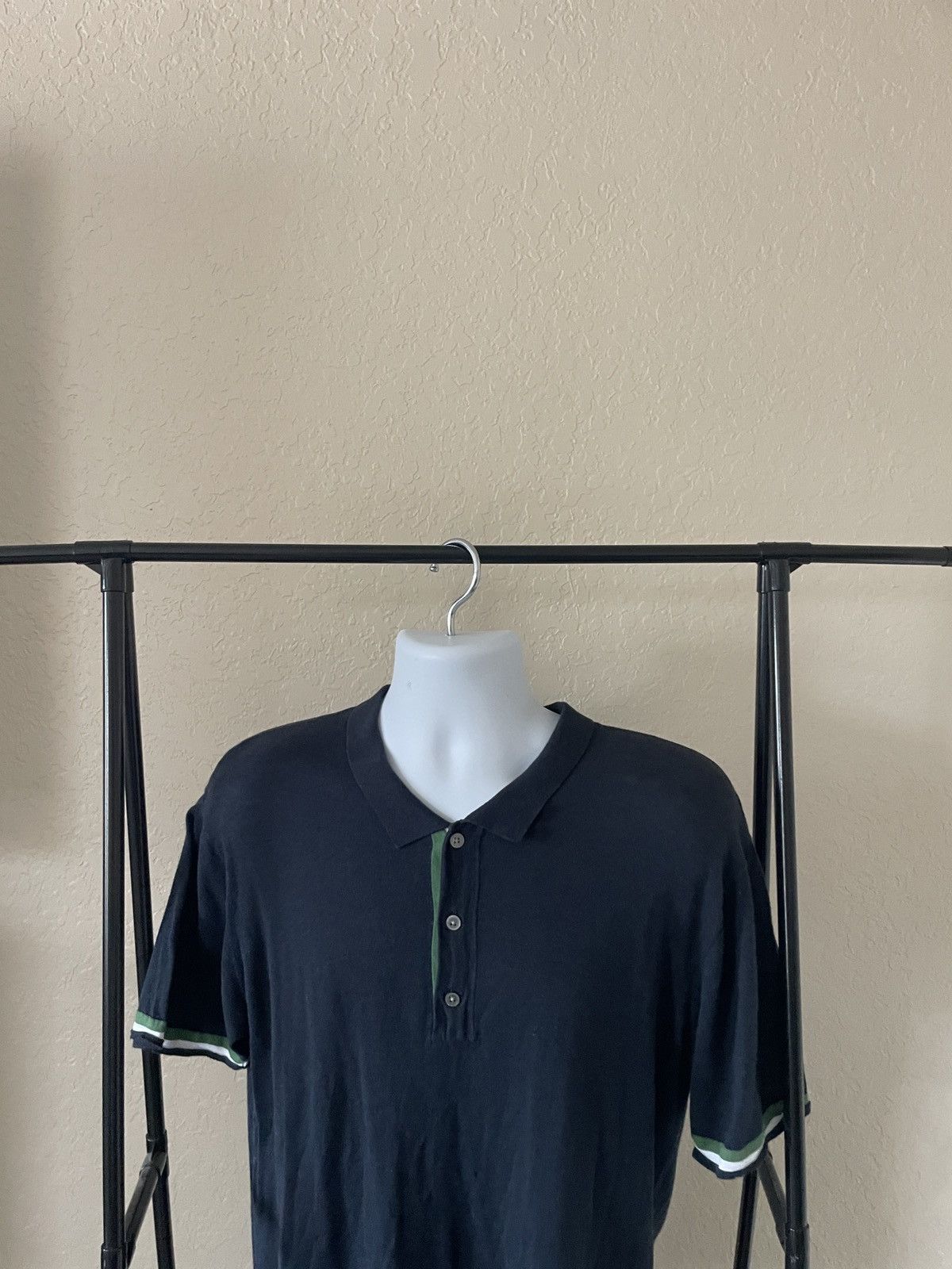 Nicole Farhi 3 Button Striped sleeve polo knit Size US L / EU 52-54 / 3 - 3 Thumbnail